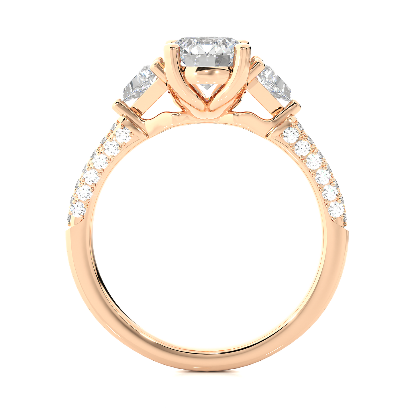 1.53 Ct Round Cut Lab Grown Diamond Three Stone Engagement Ring/Wedding Ring/F Color/VS Clarity/1 Ct Diamond Ring/CVD Diamond Ring/Round Cut Diamond/Trillion Diamond Side Stone/Prong Set/Three Stone Set/10k Gold/14k Gold/18k Gold/Yellow Gold/White Gold/Rose Gold/Anniversary Gift