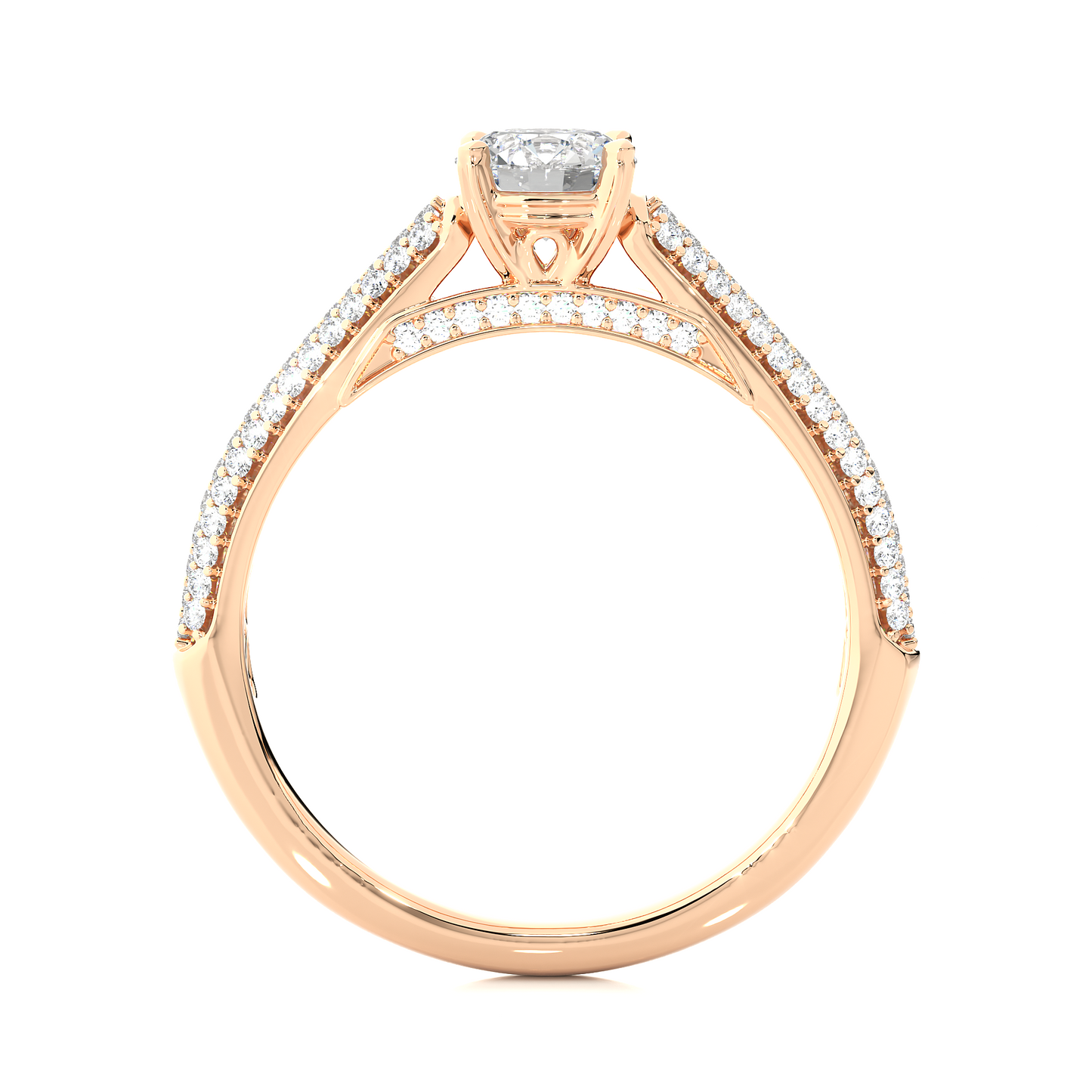 1.02 Ct Round Cut Lab Grown Diamond Engagement Ring in Micro Pave Setting/Wedding Ring/F Color/VS Clarity/1 Ct Diamond Ring/CVD Diamond Ring/Round Cut Diamond/Round Diamond Side Stone/Prong Set/Pave Set/10k Gold/14k Gold/18k Gold/Yellow Gold/White Gold/Rose Gold/Anniversary Gift