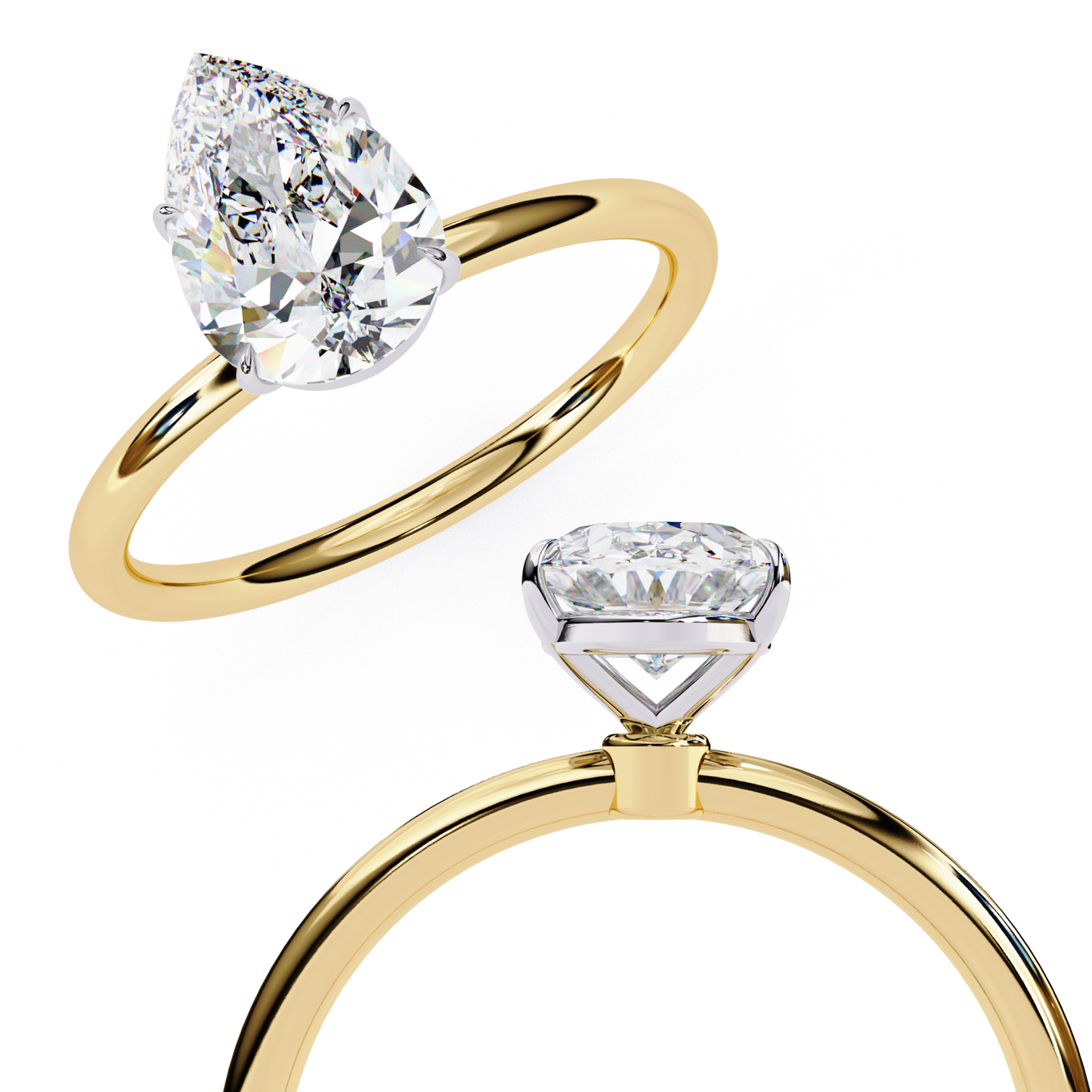 1.75 Ct Pear Cut Lab Grown Diamond Solitaire Engagement Ring/Pear Cut Diamond/CVD Diamond Ring/10k Gold/14k Gold/18k Gold/White Gold/Rose old/Yellow Gold/Prong Setting