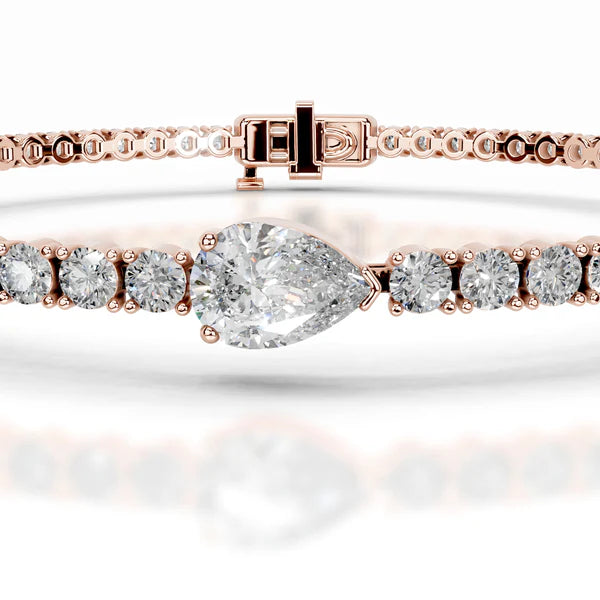 Pear Cut Moissanite Silver Tennis Bracelet