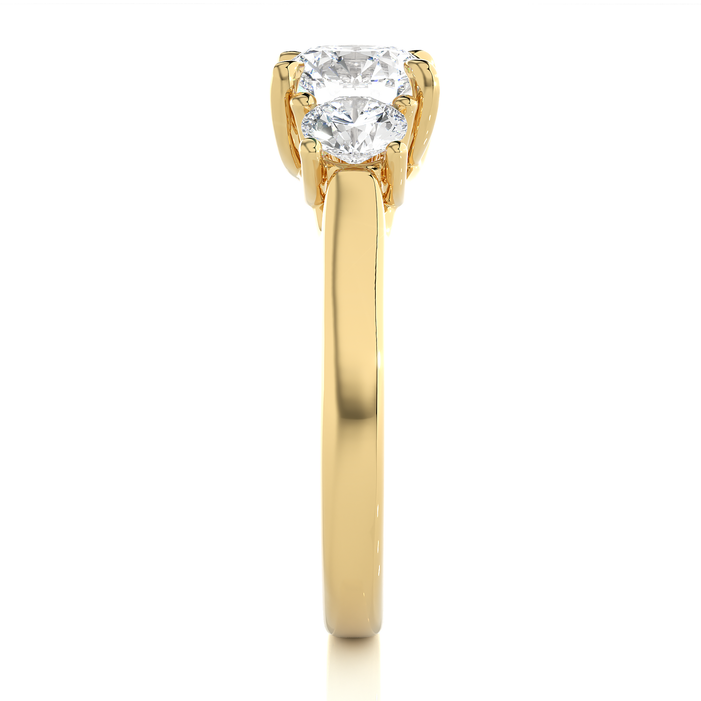 1.90 Ct Round Cut Lab Grown Diamond Three Stone Engagement Ring/Wedding Ring/F Color/VS Clarity/1 Ct Diamond Ring/CVD Diamond Ring/Round Cut Diamond/Round Diamond Side Stone/Prong Set/Three Stone Set/10k Gold/14k Gold/18k Gold/Yellow Gold/White Gold/Rose Gold/Anniversary Gift