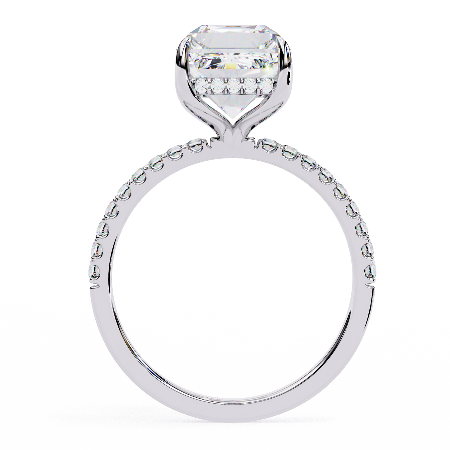 4.0 Ct Emerald Cut Lab Grown Diamond Hidden Halo Engagement Ring/Wedding Ring/F Color/VS Clarity/4 Ct Diamond Ring/CVD Diamond Ring/Emerald Cut Diamond/Round Diamond Side Stone/Four Prong Set/Pave Set/10k Gold/14k Gold/18k Gold/Yellow Gold/White Gold/Rose Gold/Anniversary Gift