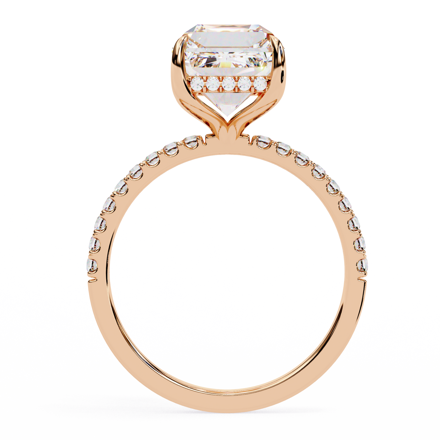 4.0 Ct Emerald Cut Lab Grown Diamond Hidden Halo Engagement Ring/Wedding Ring/F Color/VS Clarity/4 Ct Diamond Ring/CVD Diamond Ring/Emerald Cut Diamond/Round Diamond Side Stone/Four Prong Set/Pave Set/10k Gold/14k Gold/18k Gold/Yellow Gold/White Gold/Rose Gold/Anniversary Gift