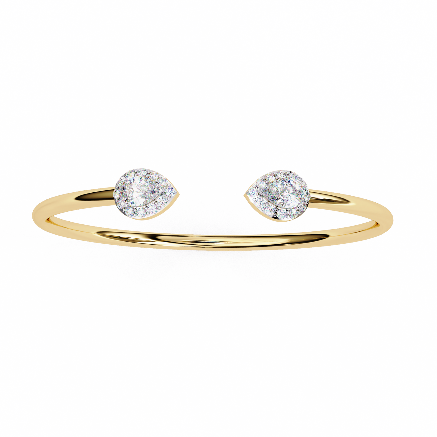 Pear Halo Gap Bangle/Gold Diamond Bracelet/1 CTW Diamond Bracelet/Solitaire Diamond Bracelet/Anniversary Gift For Her/igi Certified/Ethical Diamond/Silver Bracelet/Gold Bracelet/EF Color Diamond/VS Clarity Diamond/Manmade Diamond/Lab Grown Diamond/Pear Cut Diamond/Bracelet