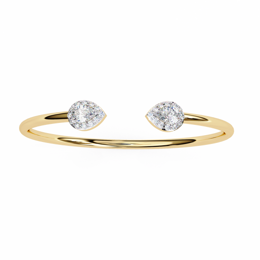 Pear Halo Gap Bangle/Gold Diamond Bracelet/1 CTW Diamond Bracelet/Solitaire Diamond Bracelet/Anniversary Gift For Her/igi Certified/Ethical Diamond/Silver Bracelet/Gold Bracelet/EF Color Diamond/VS Clarity Diamond/Manmade Diamond/Lab Grown Diamond/Pear Cut Diamond/Bracelet