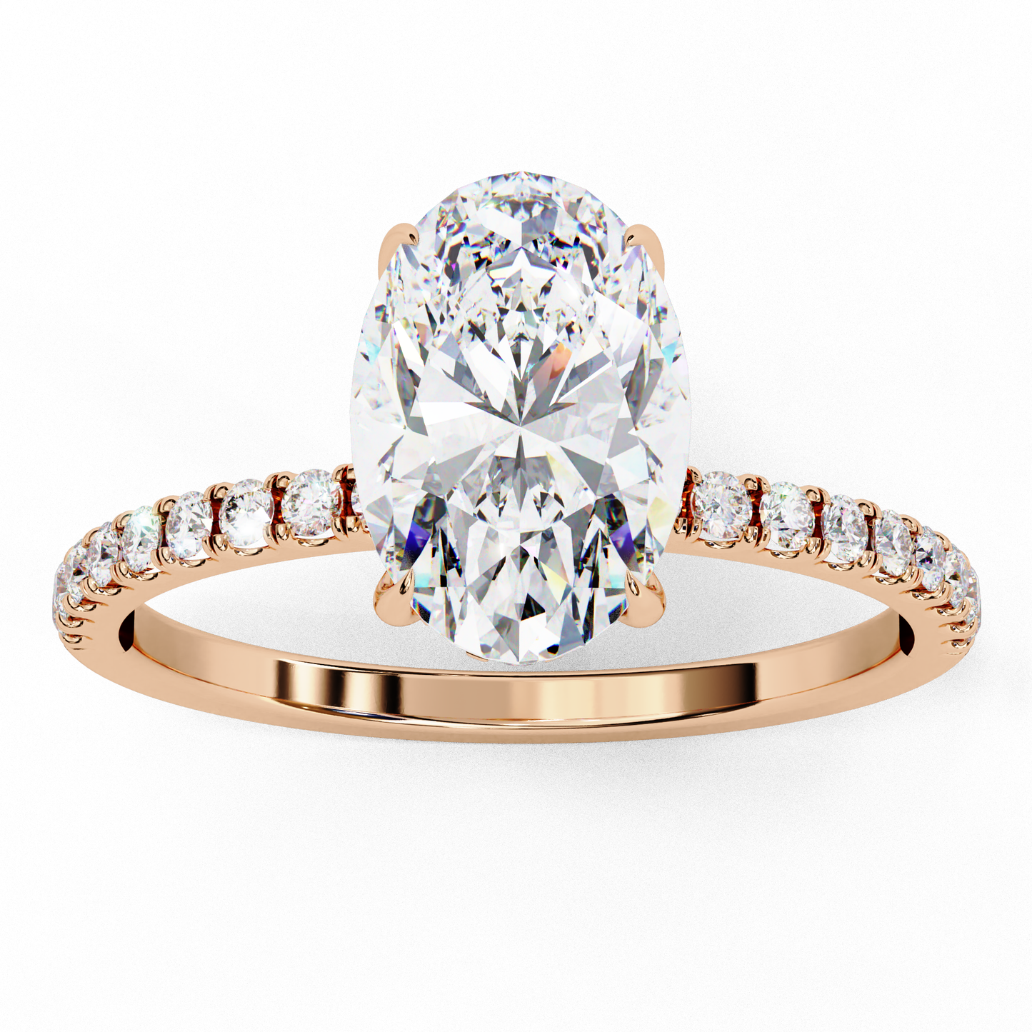 3.5 Ct Oval Cut F-VS1 Lab Grown Diamond Hidden Halo Gold Engagement Ring/Wedding Ring/F Color/VS Clarity/3 Ct Diamond Ring/CVD Diamond Ring/Oval Cut Diamond/Round Diamond Side Stone/Four Prong Set/Pave Set/10k Gold/14k Gold/18k Gold/Yellow Gold/White Gold/Rose Gold/Anniversary Gift