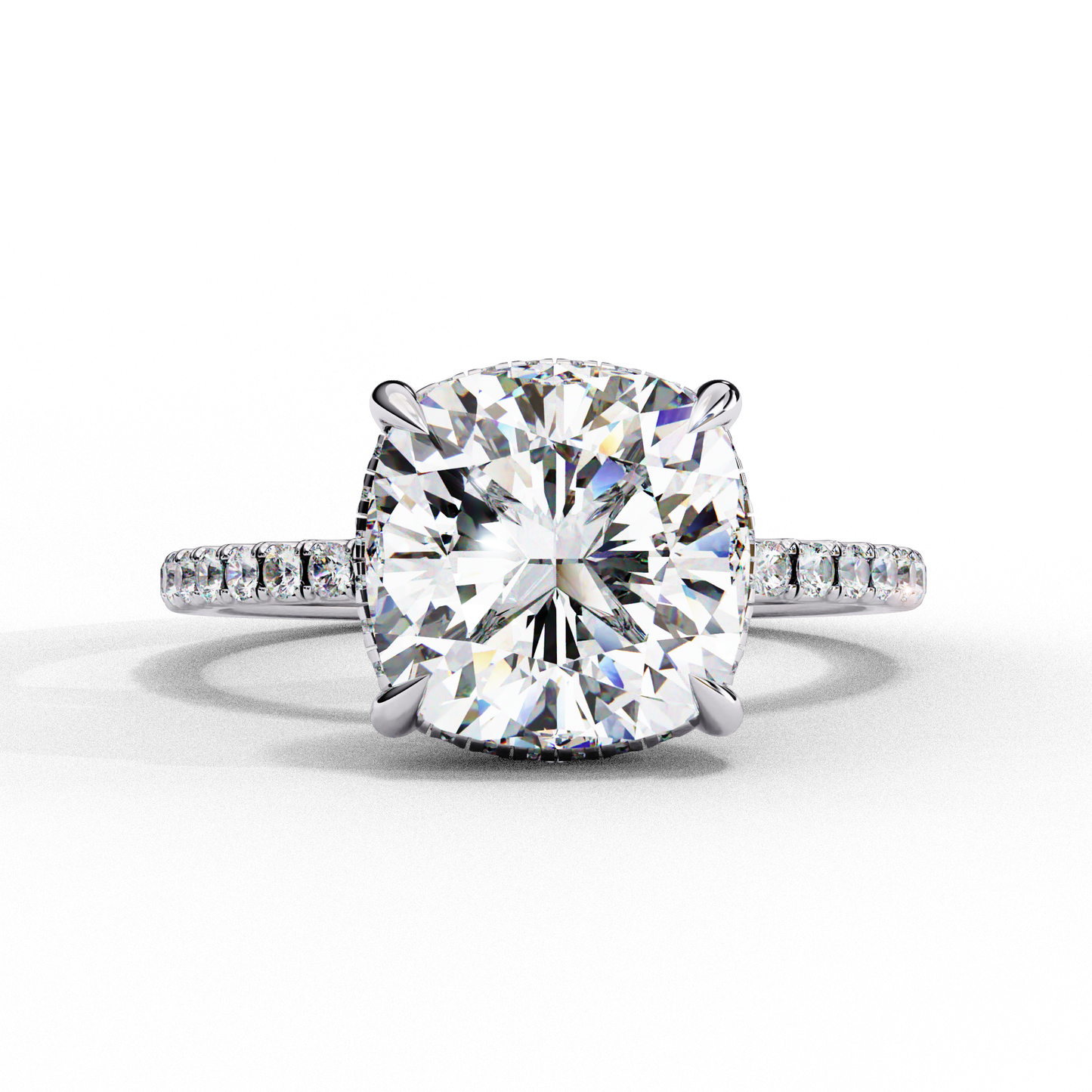3.5 Ct Cushion Cut Lab Grown Diamond Hidden Halo Engagement Ring/Wedding Ring/F Color/VS Clarity/3 Ct Diamond Ring/CVD Diamond Ring/Cushion Cut Diamond/Round Diamond Side Stone/Prong Set/Pave Set/Hidden Halo Set/10k Gold/14k Gold/18k Gold/Yellow Gold/White Gold/Rose Gold/Anniversary Gift