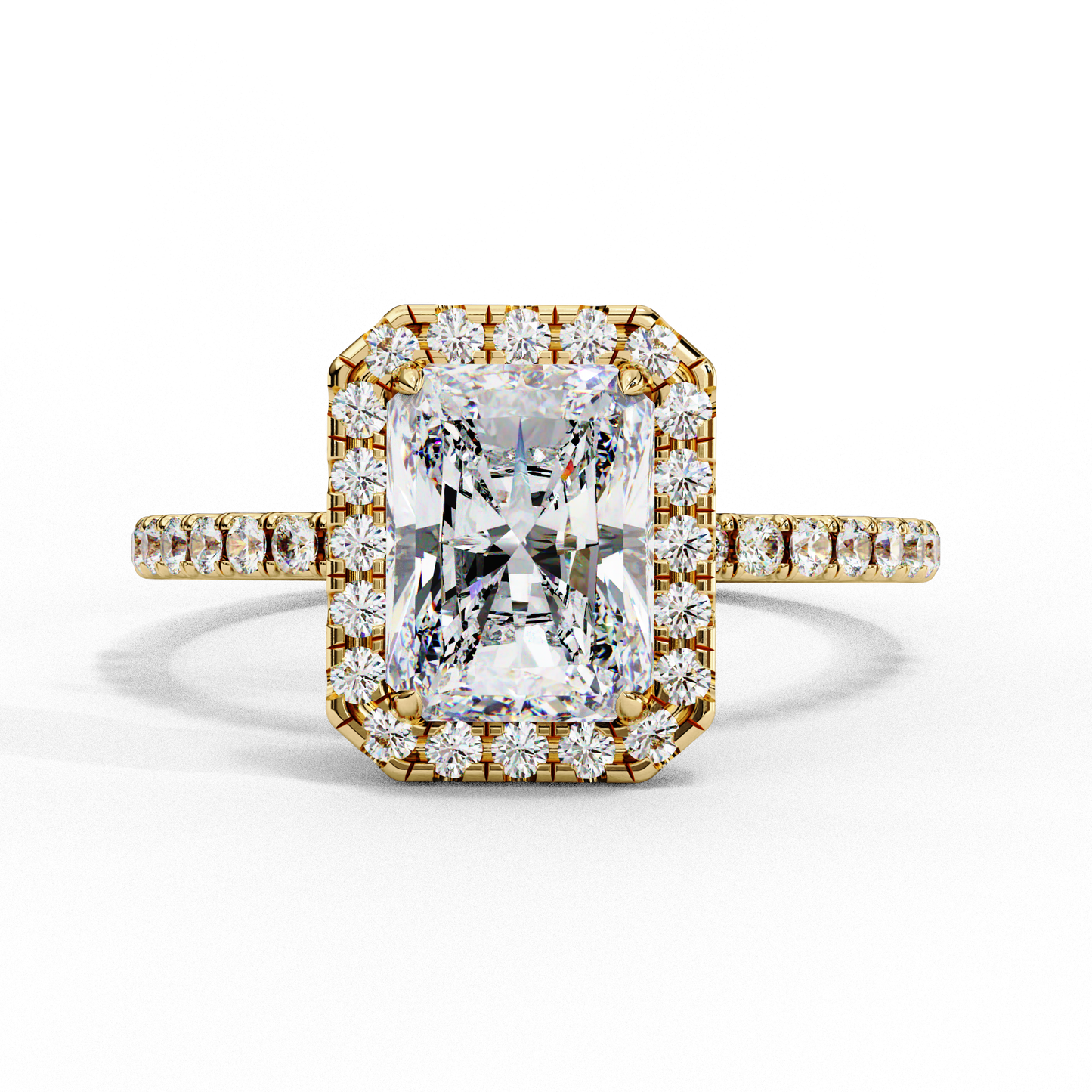 3.18 Ct Radiant Cut Lab Grown Diamond Halo Engagement Ring/Wedding Ring/F Color/VS Clarity/3 Ct Diamond Ring/CVD Diamond Ring/Radiant Cut Diamond/Round Diamond Side Stone/Prong Set/Pave Set/Halo Set/10k Gold/14k Gold/18k Gold/Yellow Gold/White Gold/Rose Gold/Anniversary Gift