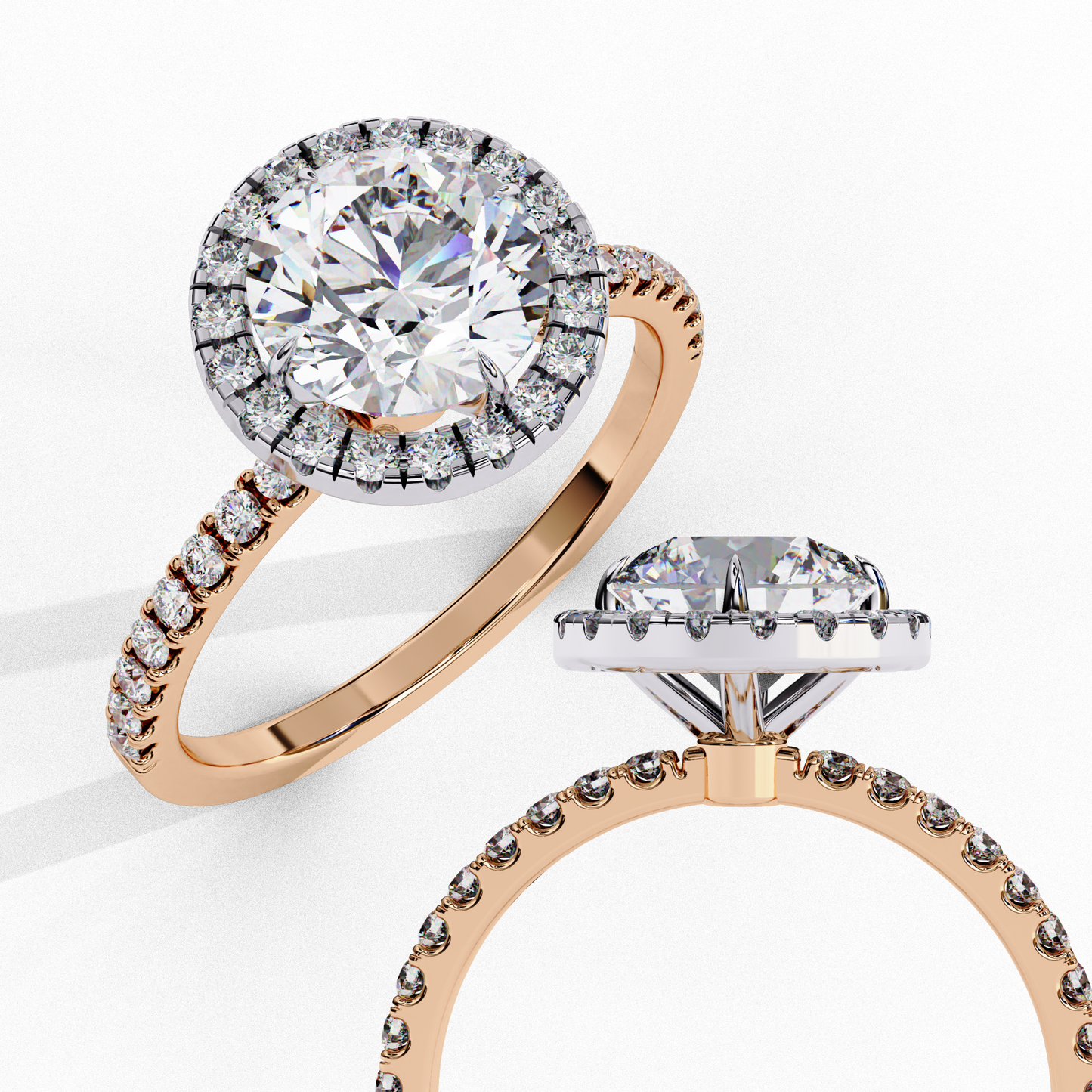 2.65 Ct Round Cut Lab Grown Diamond Halo Gold Engagement Ring/Wedding Ring/E Color/VS Clarity/2 Ct Diamond Ring/CVD Diamond Ring/Round Cut Diamond/Round Diamond Side Stone/Prong Set/Pave Set/Halo Set/10k Gold/14k Gold/18k Gold/Yellow Gold/White Gold/Rose Gold/Anniversary Gift