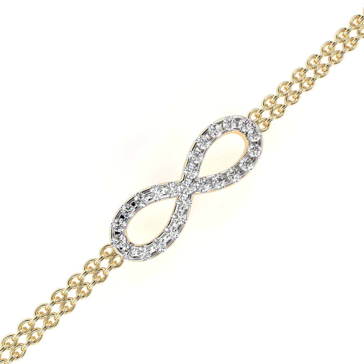 0.45 CTW Round Cut Lab Grown Diamond Infinity Double Chain Bracelet/Gold Diamond Bracelet/1 CTW Diamond Bracelet/Solitaire Diamond Bracelet/Anniversary Gift For Her/igi Certified/Ethical Diamond/Silver Bracelet/Gold Bracelet/F Color Diamond/VS Clarity Diamond/Manmade Diamond/Lab Grown Diamond/Round Cut Diamond/Bracelet