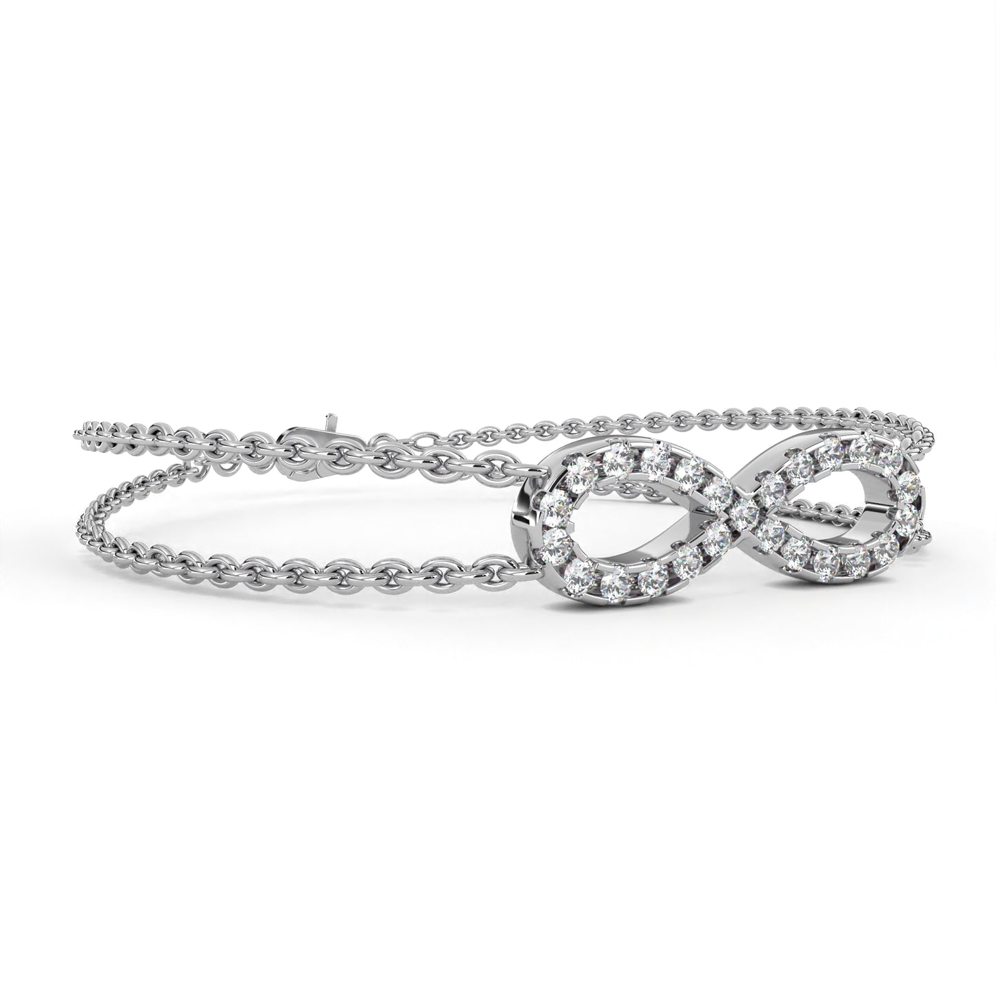 0.45 CTW Round Cut Lab Grown Diamond Infinity Double Chain Bracelet/Gold Diamond Bracelet/1 CTW Diamond Bracelet/Solitaire Diamond Bracelet/Anniversary Gift For Her/igi Certified/Ethical Diamond/Silver Bracelet/Gold Bracelet/F Color Diamond/VS Clarity Diamond/Manmade Diamond/Lab Grown Diamond/Round Cut Diamond/Bracelet