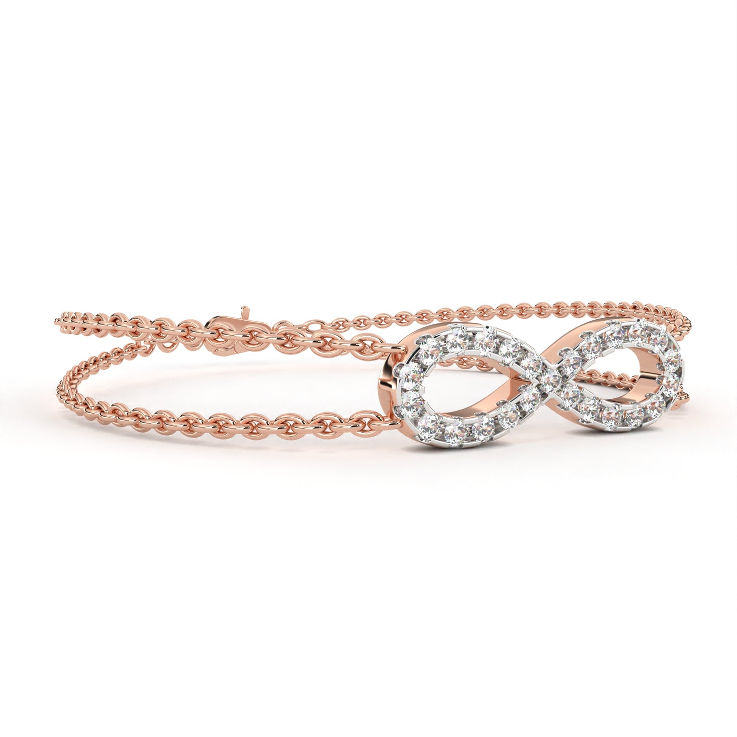 0.45 CTW Round Cut Lab Grown Diamond Infinity Double Chain Bracelet/Gold Diamond Bracelet/1 CTW Diamond Bracelet/Solitaire Diamond Bracelet/Anniversary Gift For Her/igi Certified/Ethical Diamond/Silver Bracelet/Gold Bracelet/F Color Diamond/VS Clarity Diamond/Manmade Diamond/Lab Grown Diamond/Round Cut Diamond/Bracelet