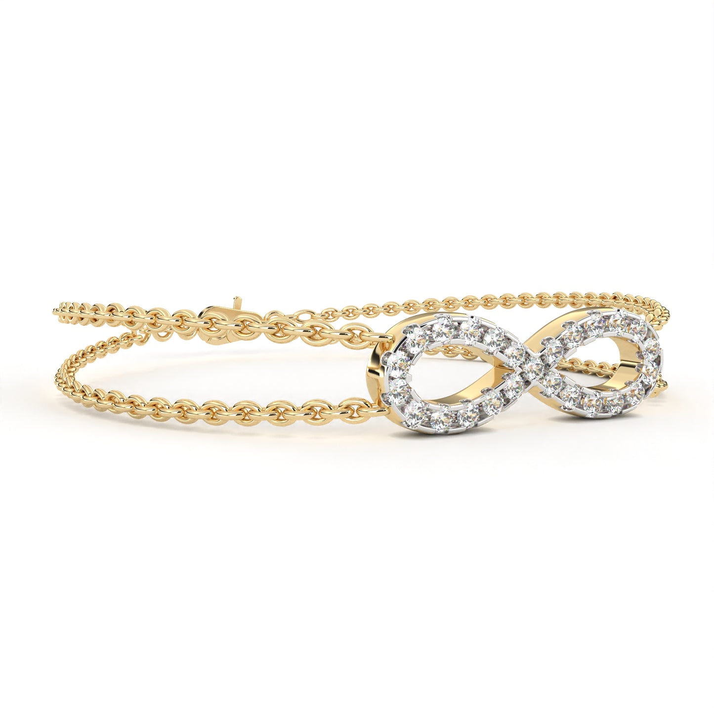 0.45 CTW Round Cut Lab Grown Diamond Infinity Double Chain Bracelet/Gold Diamond Bracelet/1 CTW Diamond Bracelet/Solitaire Diamond Bracelet/Anniversary Gift For Her/igi Certified/Ethical Diamond/Silver Bracelet/Gold Bracelet/F Color Diamond/VS Clarity Diamond/Manmade Diamond/Lab Grown Diamond/Round Cut Diamond/Bracelet