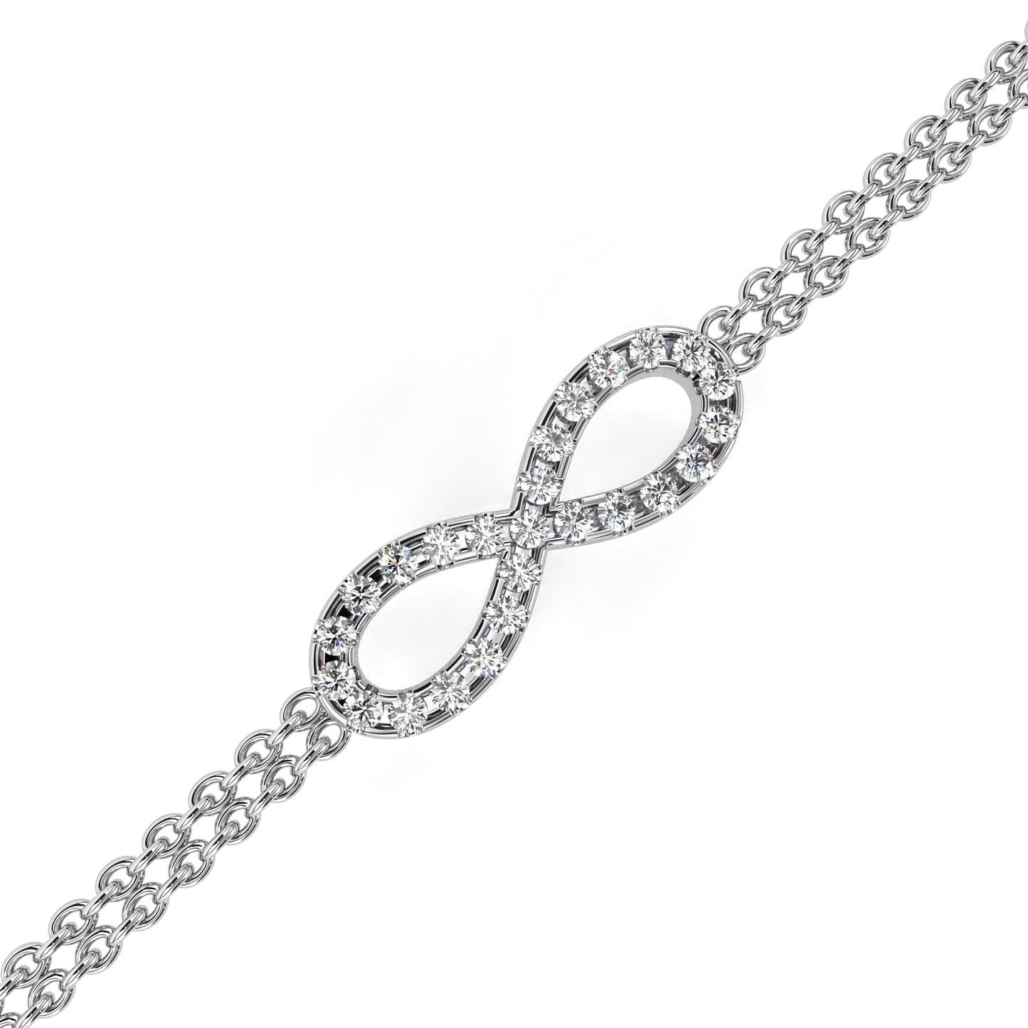 0.45 CTW Round Cut Lab Grown Diamond Infinity Double Chain Bracelet/Gold Diamond Bracelet/1 CTW Diamond Bracelet/Solitaire Diamond Bracelet/Anniversary Gift For Her/igi Certified/Ethical Diamond/Silver Bracelet/Gold Bracelet/F Color Diamond/VS Clarity Diamond/Manmade Diamond/Lab Grown Diamond/Round Cut Diamond/Bracelet
