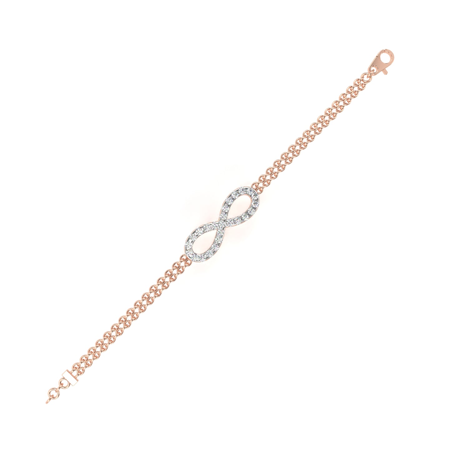 0.45 CTW Round Cut Lab Grown Diamond Infinity Double Chain Bracelet/Gold Diamond Bracelet/1 CTW Diamond Bracelet/Solitaire Diamond Bracelet/Anniversary Gift For Her/igi Certified/Ethical Diamond/Silver Bracelet/Gold Bracelet/F Color Diamond/VS Clarity Diamond/Manmade Diamond/Lab Grown Diamond/Round Cut Diamond/Bracelet