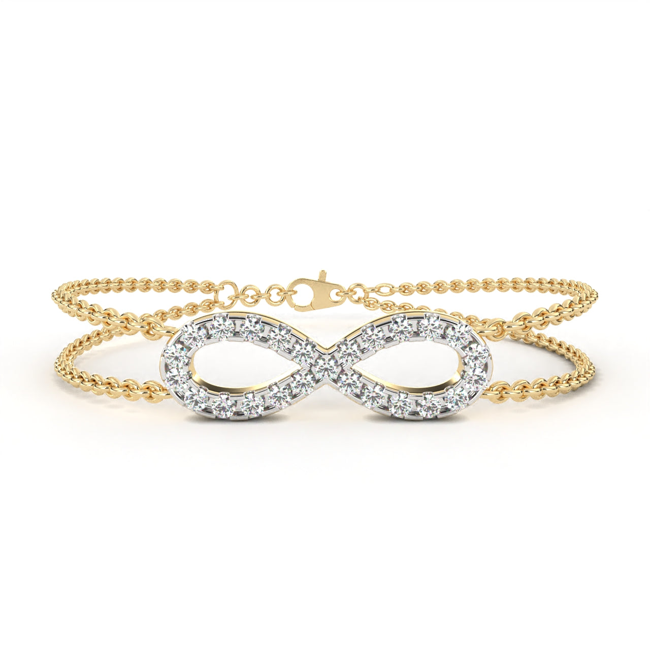 0.45 CTW Round Cut Lab Grown Diamond Infinity Double Chain Bracelet/Gold Diamond Bracelet/1 CTW Diamond Bracelet/Solitaire Diamond Bracelet/Anniversary Gift For Her/igi Certified/Ethical Diamond/Silver Bracelet/Gold Bracelet/F Color Diamond/VS Clarity Diamond/Manmade Diamond/Lab Grown Diamond/Round Cut Diamond/Bracelet