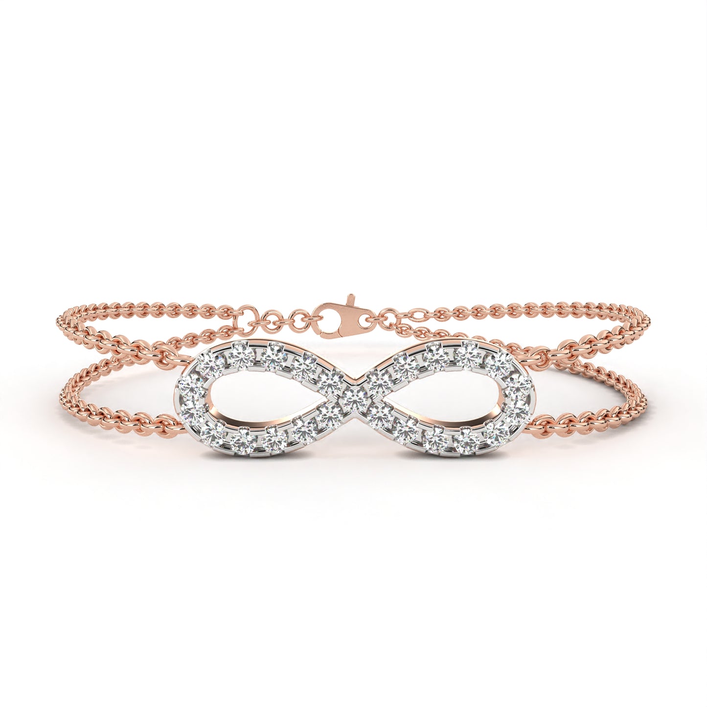 0.45 CTW Round Cut Lab Grown Diamond Infinity Double Chain Bracelet/Gold Diamond Bracelet/1 CTW Diamond Bracelet/Solitaire Diamond Bracelet/Anniversary Gift For Her/igi Certified/Ethical Diamond/Silver Bracelet/Gold Bracelet/F Color Diamond/VS Clarity Diamond/Manmade Diamond/Lab Grown Diamond/Round Cut Diamond/Bracelet