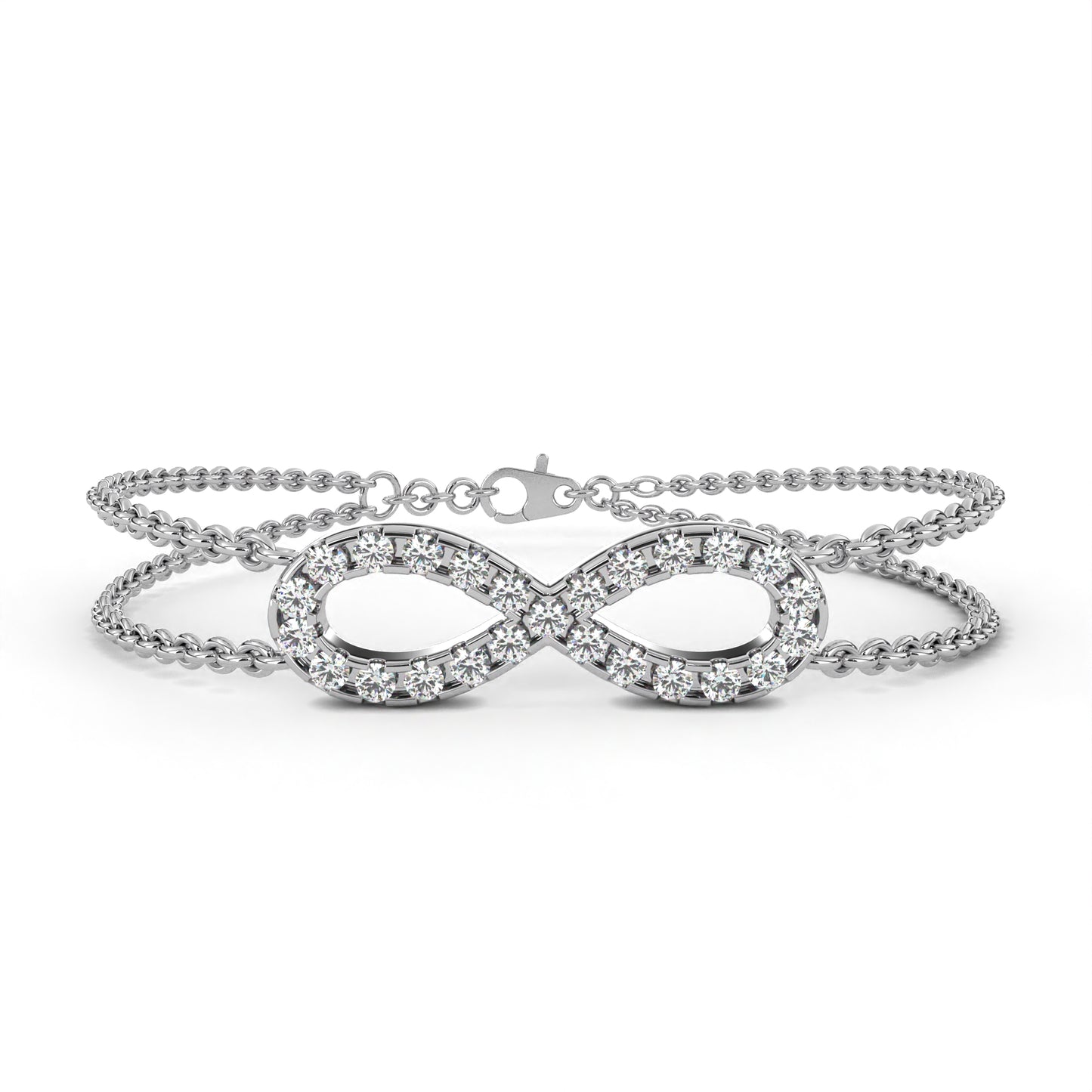 0.45 CTW Round Cut Lab Grown Diamond Infinity Double Chain Bracelet/Gold Diamond Bracelet/1 CTW Diamond Bracelet/Solitaire Diamond Bracelet/Anniversary Gift For Her/igi Certified/Ethical Diamond/Silver Bracelet/Gold Bracelet/F Color Diamond/VS Clarity Diamond/Manmade Diamond/Lab Grown Diamond/Round Cut Diamond/Bracelet