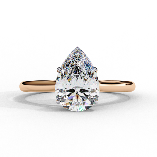 1.5 Ct Pear Cut F-VS1 Lab Grown Diamond Cathedral Engagement Ring/Pear Cut Diamond/1 Ct Diamond Ring/F Color/VS Clarity/Four Prong Setting/Rose Gold/Yellow Gold/White Gold/10k Gold/14k Gold/18k Gold/CVD Diamond Ring