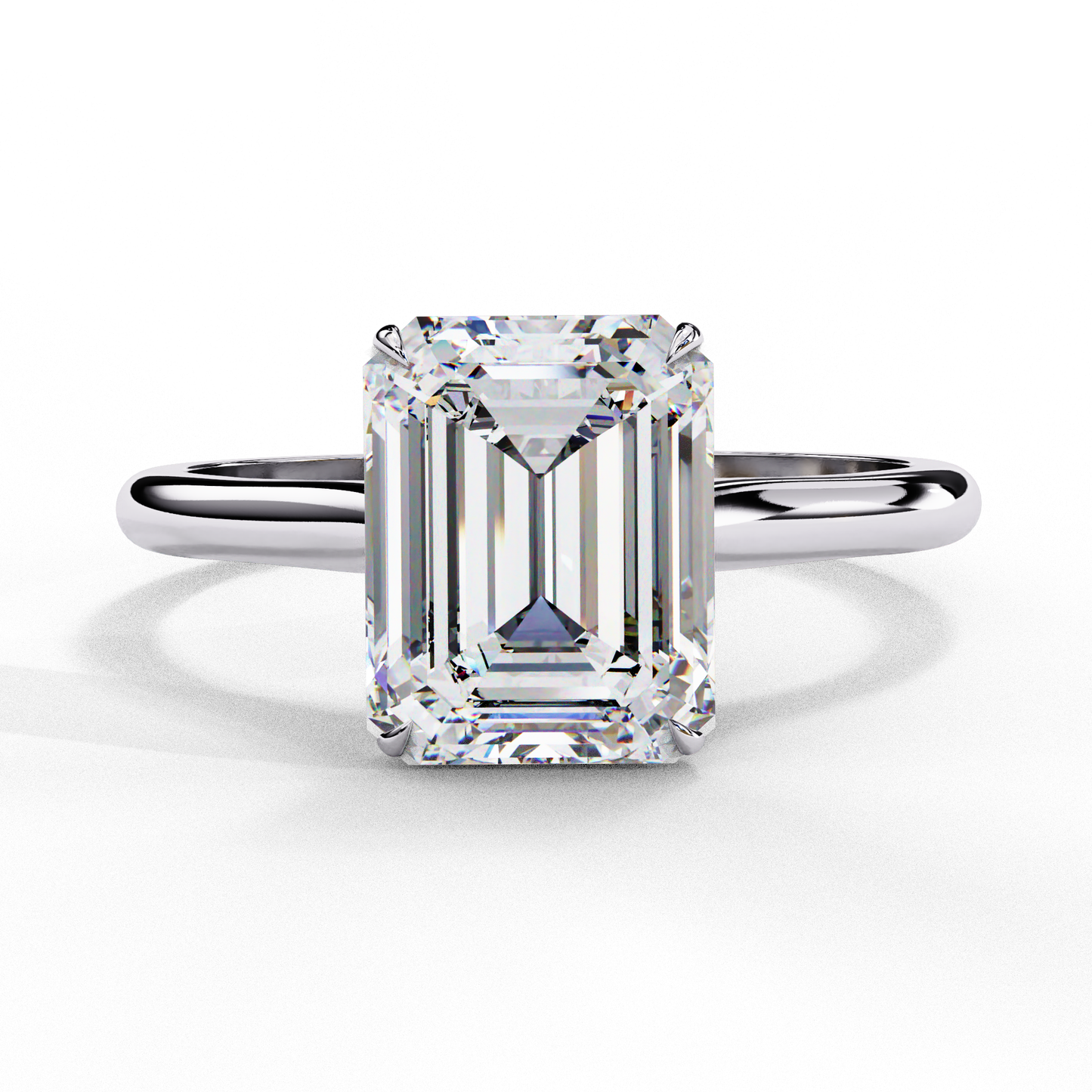 3.0 Ct Emerald Cut F-VS Lab Grown Diamond Solitaire Engagement Ring/3 Ct Diamond Ring/Emerald Cut Diamond/F Color/VS Clarity/10k Gold/14k Gold/18k Gold/CVD Diamond Ring/Yellow Gold/White Gold/Rose Gold/Four Prong Setting