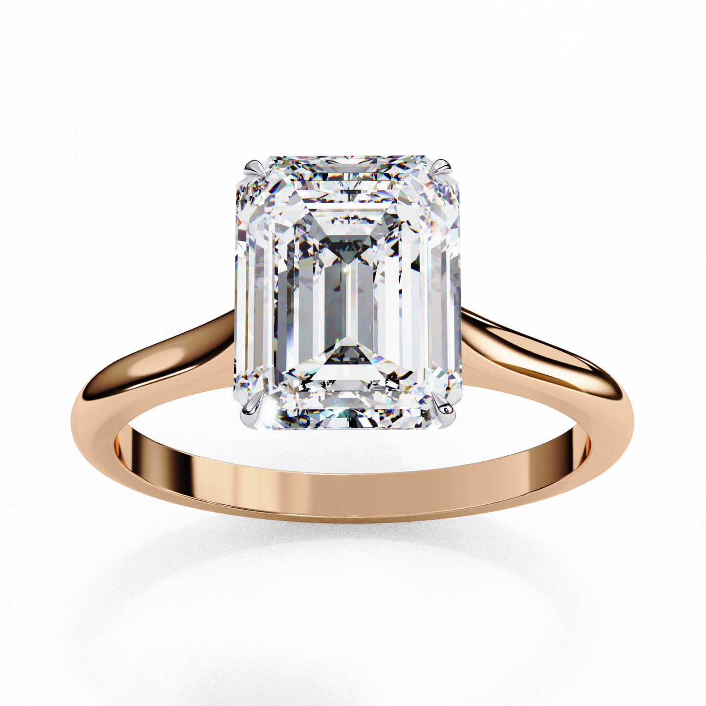 3.0 Ct Emerald Cut F-VS Lab Grown Diamond Solitaire Engagement Ring/3 Ct Diamond Ring/Emerald Cut Diamond/F Color/VS Clarity/10k Gold/14k Gold/18k Gold/CVD Diamond Ring/Yellow Gold/White Gold/Rose Gold/Four Prong Setting