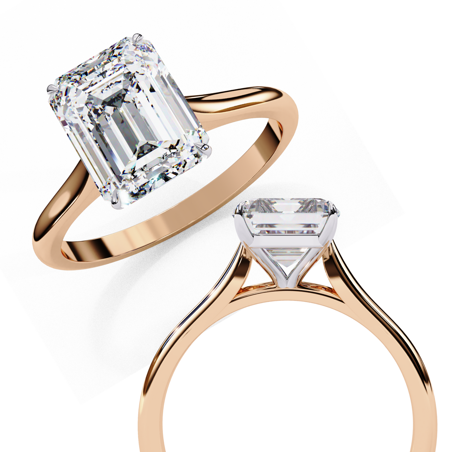 3.0 Ct Emerald Cut F-VS Lab Grown Diamond Solitaire Engagement Ring/3 Ct Diamond Ring/Emerald Cut Diamond/F Color/VS Clarity/10k Gold/14k Gold/18k Gold/CVD Diamond Ring/Yellow Gold/White Gold/Rose Gold/Four Prong Setting