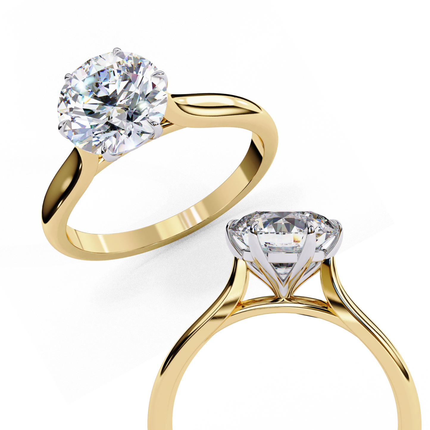 2.0 Ct Round Cut E-VS1 Lab Grown Diamond Cathedral Engagement Ring/2 Ct Diamond Ring/Round Cut Diamond/CVD Diamond Ring/E Color/VS Clarity/10k Gold/14k Gold/18k Gold/Rose Gold/Yellow Gold/White Gold/Six Prong Setting