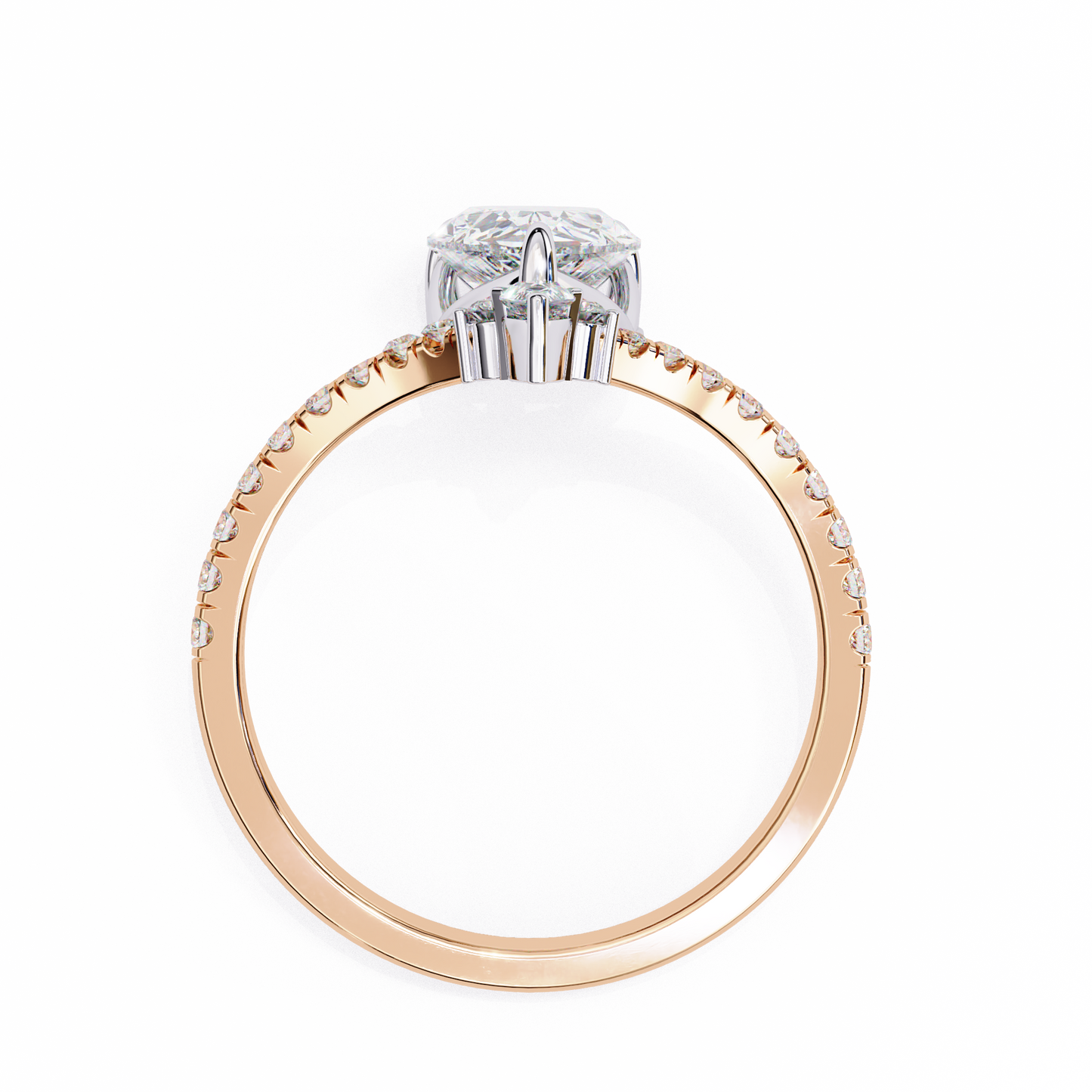 2.0 Ct Pear Cut Lab Grown Diamond Gold Ring/Wedding Ring/F Color/VS Clarity/2 Ct Diamond Ring/CVD Diamond Ring/Pear Cut Diamond/Round Diamond Side Stone/Prong Set/10k Gold/14k Gold/18k Gold/Yellow Gold/White Gold/Rose Gold/Anniversary Gift