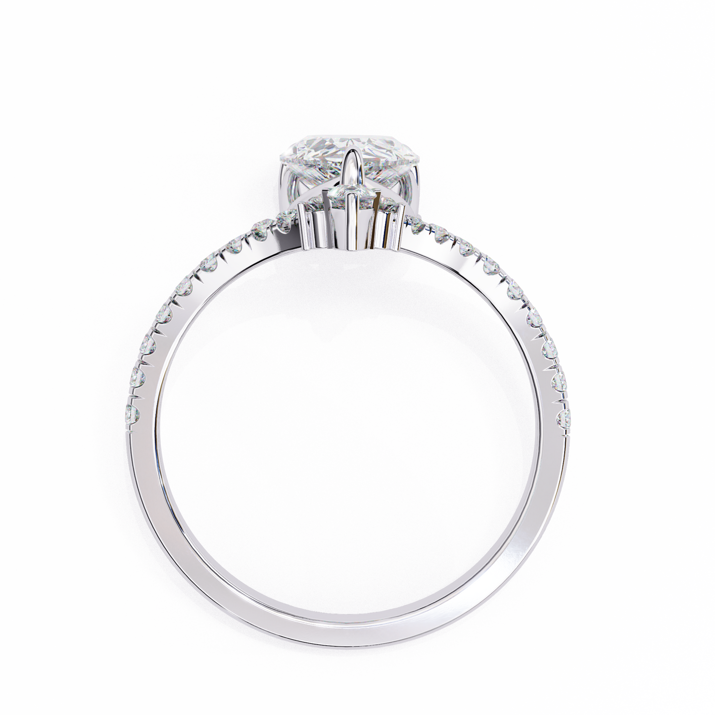 2.0 Ct Pear Cut Lab Grown Diamond Gold Ring/Wedding Ring/F Color/VS Clarity/2 Ct Diamond Ring/CVD Diamond Ring/Pear Cut Diamond/Round Diamond Side Stone/Prong Set/10k Gold/14k Gold/18k Gold/Yellow Gold/White Gold/Rose Gold/Anniversary Gift