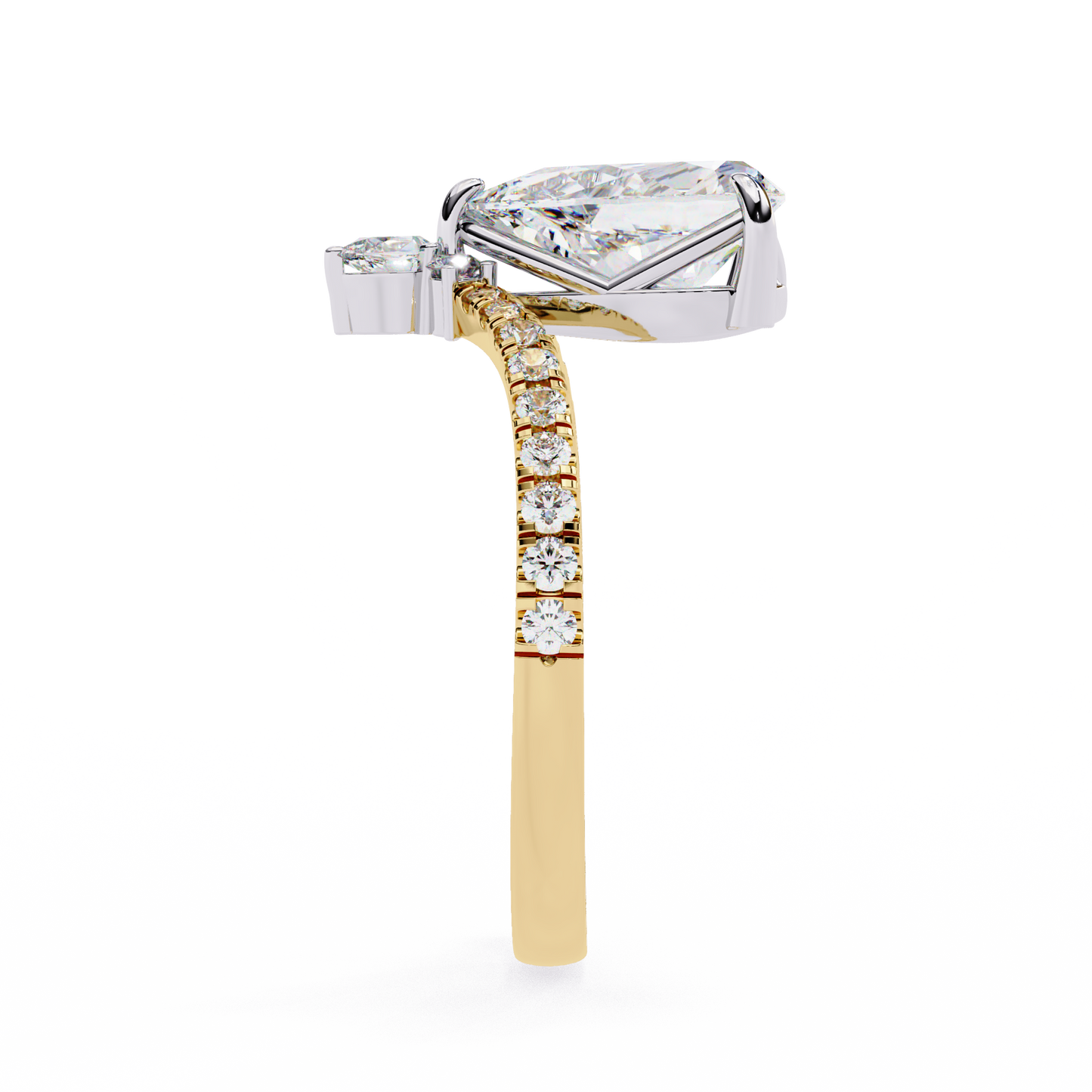 2.0 Ct Pear Cut Lab Grown Diamond Gold Ring/Wedding Ring/F Color/VS Clarity/2 Ct Diamond Ring/CVD Diamond Ring/Pear Cut Diamond/Round Diamond Side Stone/Prong Set/10k Gold/14k Gold/18k Gold/Yellow Gold/White Gold/Rose Gold/Anniversary Gift