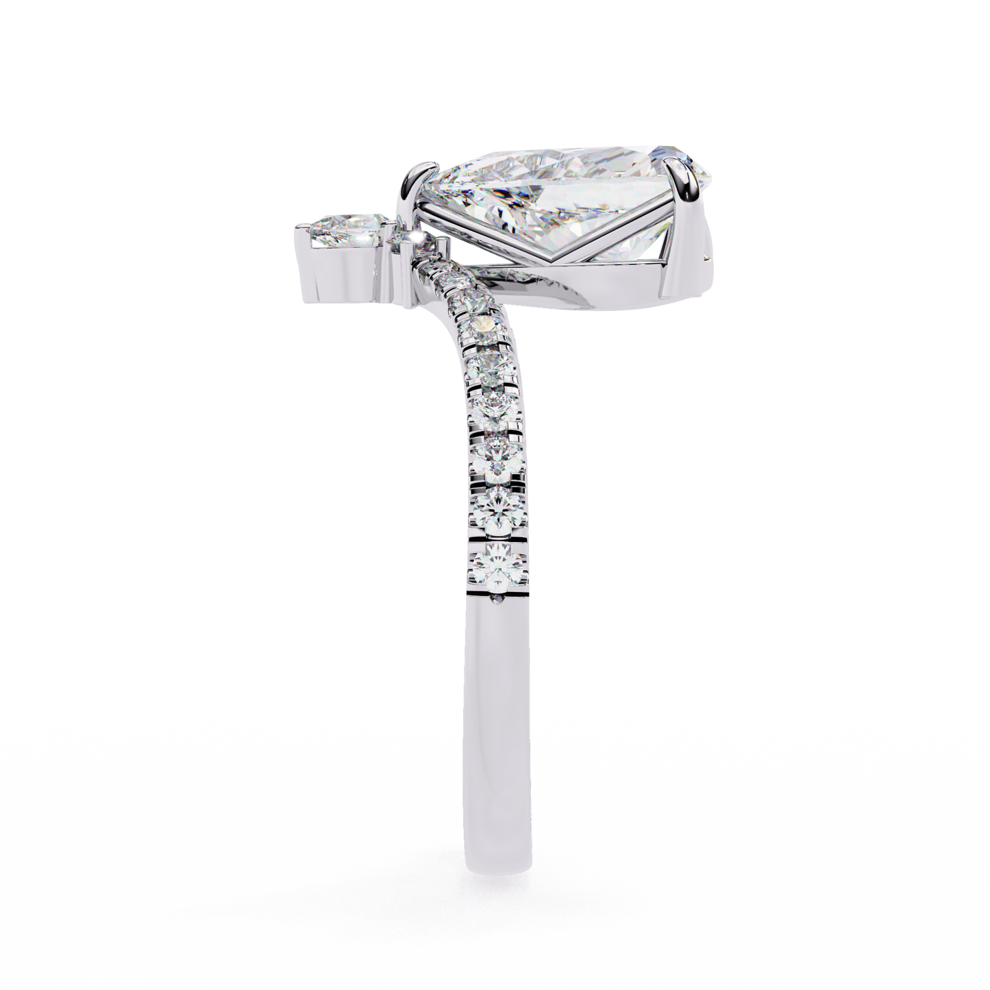 2.0 Ct Pear Cut Lab Grown Diamond Gold Ring/Wedding Ring/F Color/VS Clarity/2 Ct Diamond Ring/CVD Diamond Ring/Pear Cut Diamond/Round Diamond Side Stone/Prong Set/10k Gold/14k Gold/18k Gold/Yellow Gold/White Gold/Rose Gold/Anniversary Gift