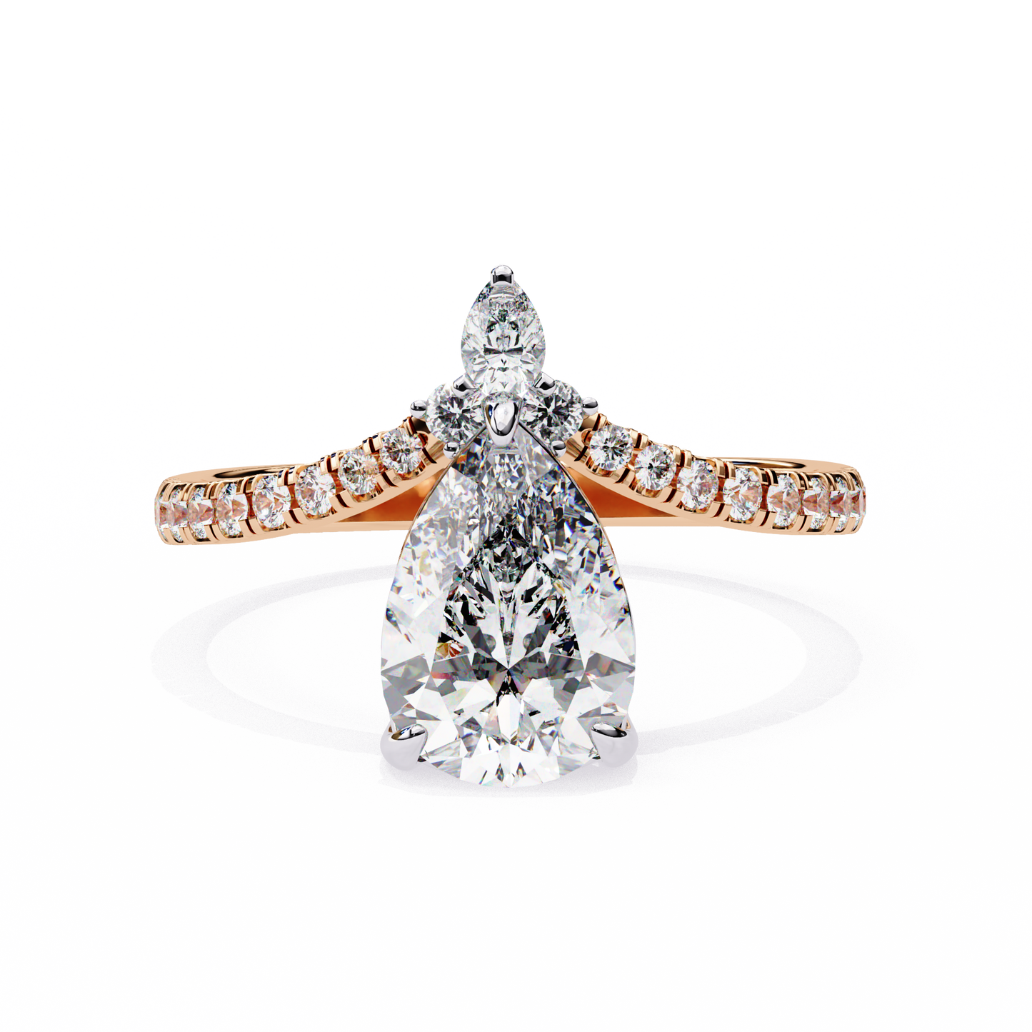 2.0 Ct Pear Cut Lab Grown Diamond Gold Ring/Wedding Ring/F Color/VS Clarity/2 Ct Diamond Ring/CVD Diamond Ring/Pear Cut Diamond/Round Diamond Side Stone/Prong Set/10k Gold/14k Gold/18k Gold/Yellow Gold/White Gold/Rose Gold/Anniversary Gift
