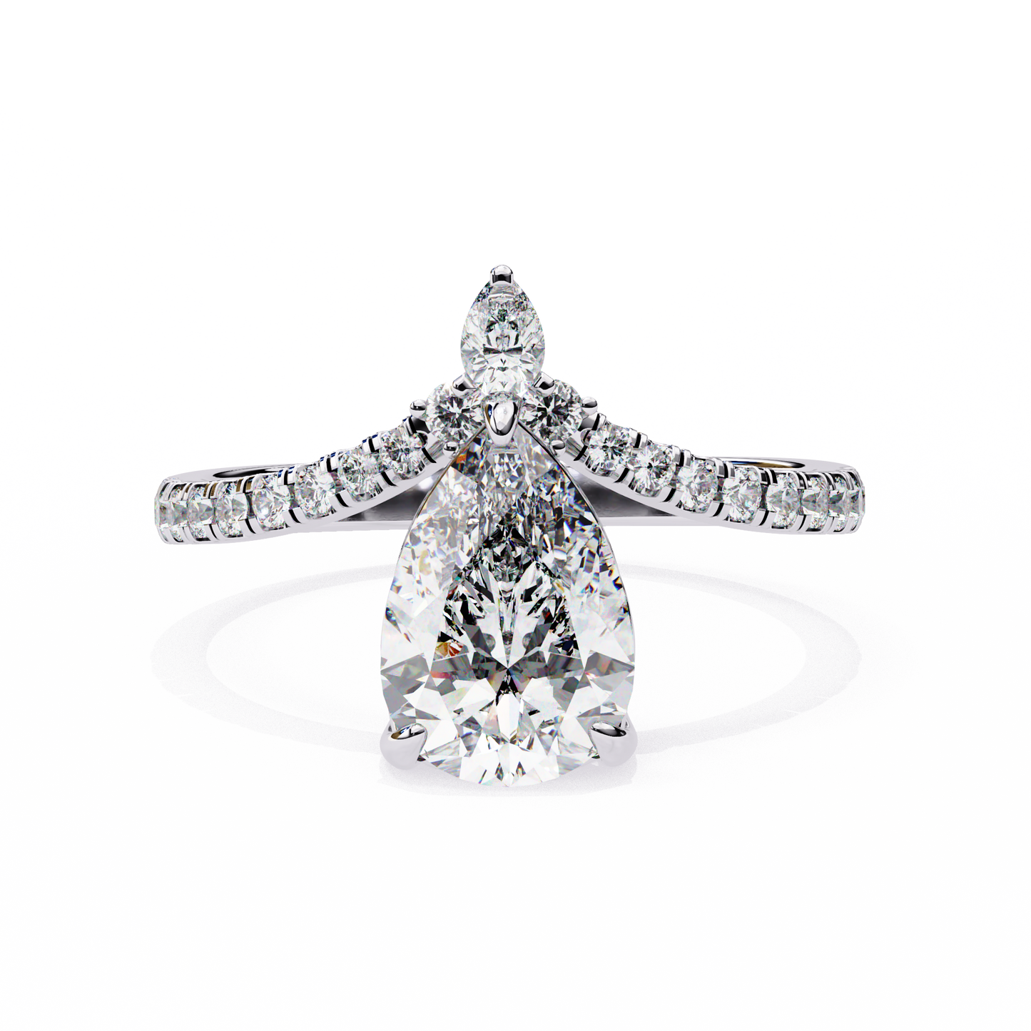 2.0 Ct Pear Cut Lab Grown Diamond Gold Ring/Wedding Ring/F Color/VS Clarity/2 Ct Diamond Ring/CVD Diamond Ring/Pear Cut Diamond/Round Diamond Side Stone/Prong Set/10k Gold/14k Gold/18k Gold/Yellow Gold/White Gold/Rose Gold/Anniversary Gift