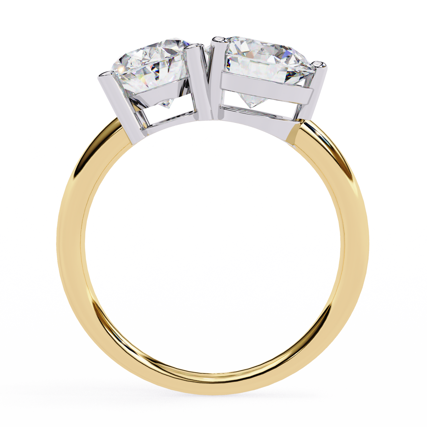 Round And Oval Cut Lab Grown Diamond Two Stone Engagement Ring/Wedding Ring/F Color/VS Clarity/1 Ct Diamond Ring/CVD Diamond Ring/Oval Cut Diamond/Round Diamond Side Stone/Prong Set/10k Gold/14k Gold/18k Gold/Yellow Gold/White Gold/Rose Gold/Anniversary Gift
