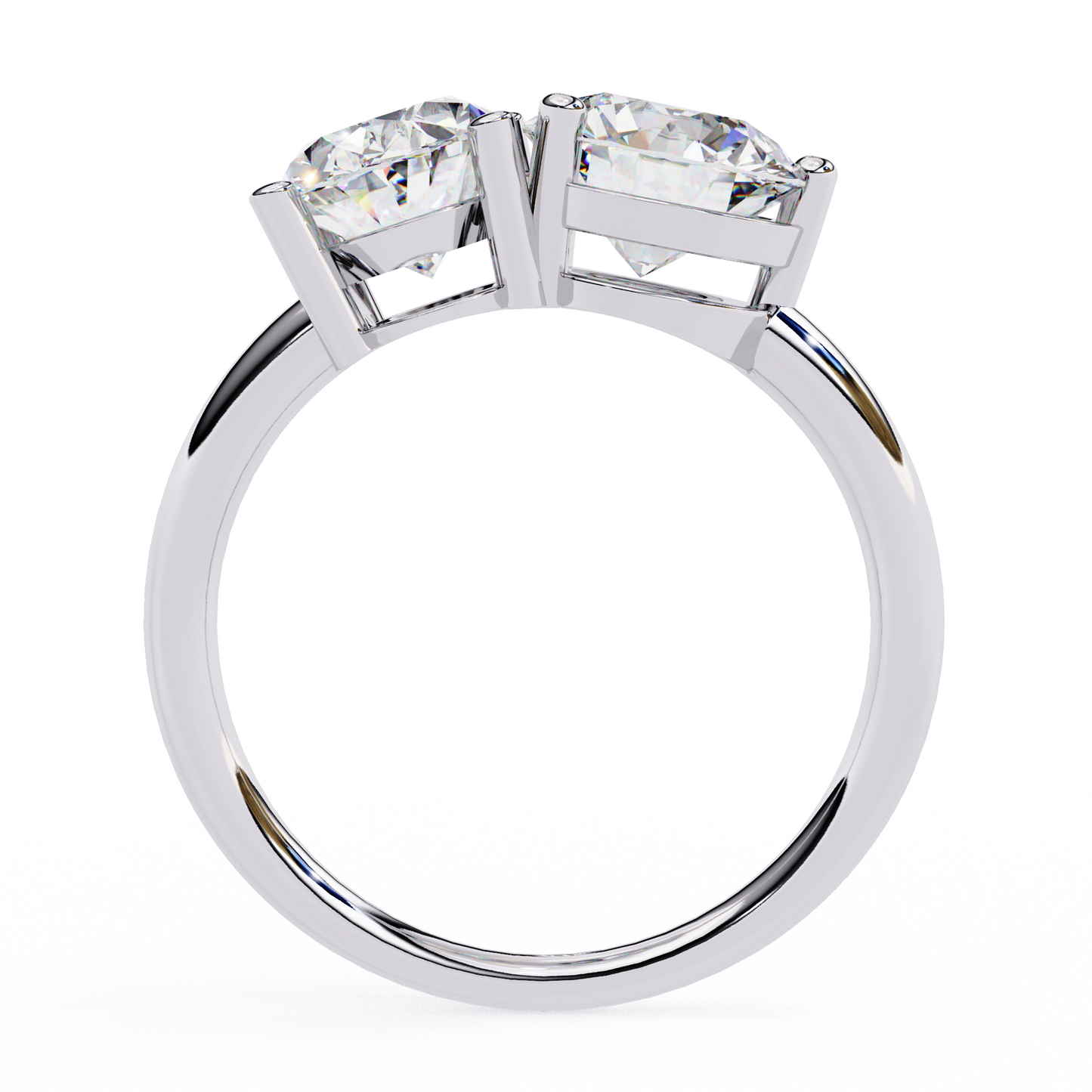 Round And Oval Cut Lab Grown Diamond Two Stone Engagement Ring/Wedding Ring/F Color/VS Clarity/1 Ct Diamond Ring/CVD Diamond Ring/Oval Cut Diamond/Round Diamond Side Stone/Prong Set/10k Gold/14k Gold/18k Gold/Yellow Gold/White Gold/Rose Gold/Anniversary Gift