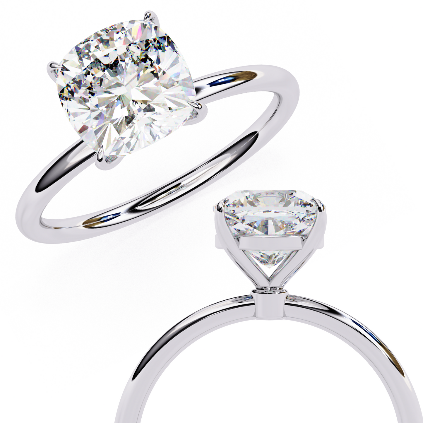 1.25 Ct Cushion Cut Lab Grown Diamond Solitaire Engagement Ring/CVD Diamond Ring/Rose Gold/White Gold/Yellow Gold/Prong Setting/18k Gold/14 Gold/10k Gold/Cushion Cut Diamond