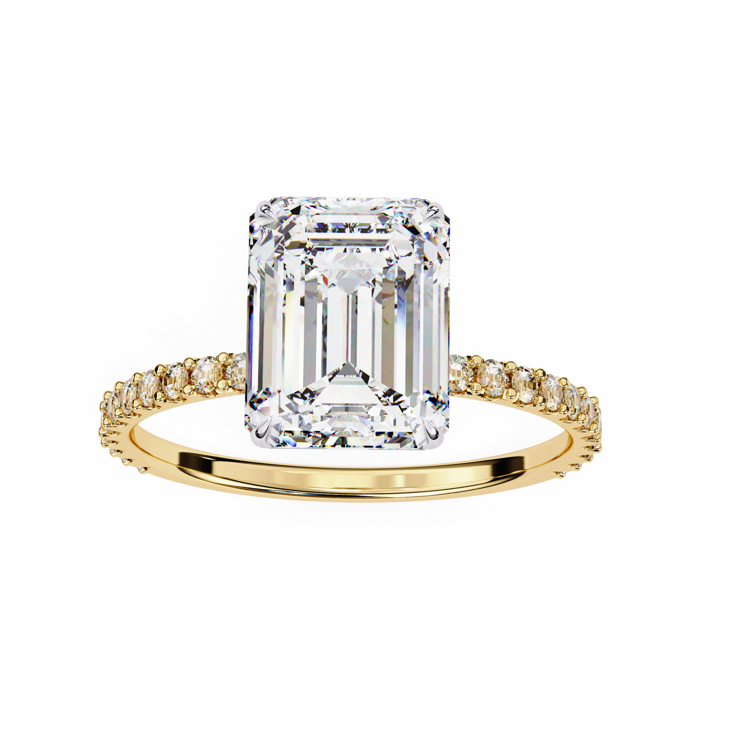 2.6 Ct Emerald Cut Lab Grown Diamond Hidden Halo Rose Gold Engagement Ring/Wedding Ring/F Color/VS Clarity/2 Ct Diamond Ring/CVD Diamond Ring/Emerald Cut Diamond/Round Diamond Side Stone/Prong Set/Pave Set/10k Gold/14k Gold/18k Gold/Yellow Gold/White Gold/Rose Gold/Anniversary Gift