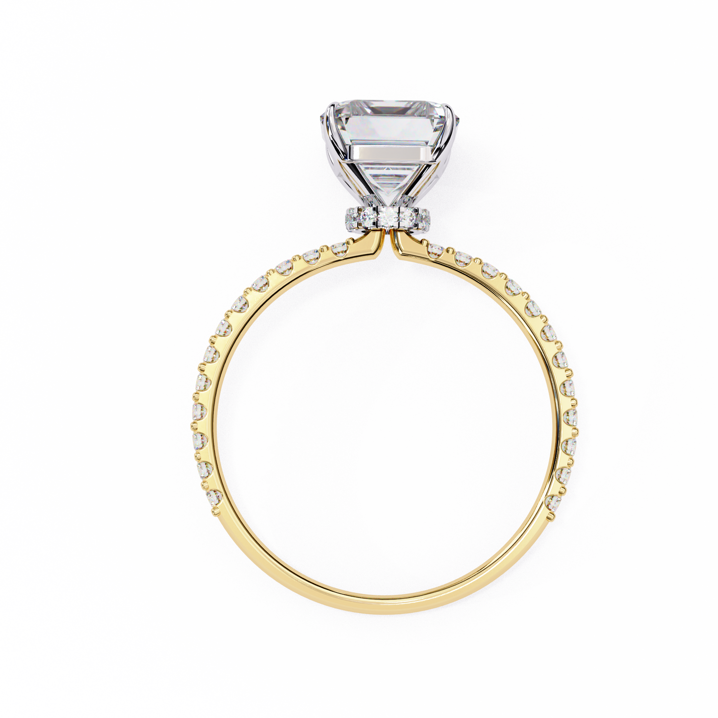 2.6 Ct Emerald Cut Lab Grown Diamond Hidden Halo Rose Gold Engagement Ring/Wedding Ring/F Color/VS Clarity/2 Ct Diamond Ring/CVD Diamond Ring/Emerald Cut Diamond/Round Diamond Side Stone/Prong Set/Pave Set/10k Gold/14k Gold/18k Gold/Yellow Gold/White Gold/Rose Gold/Anniversary Gift