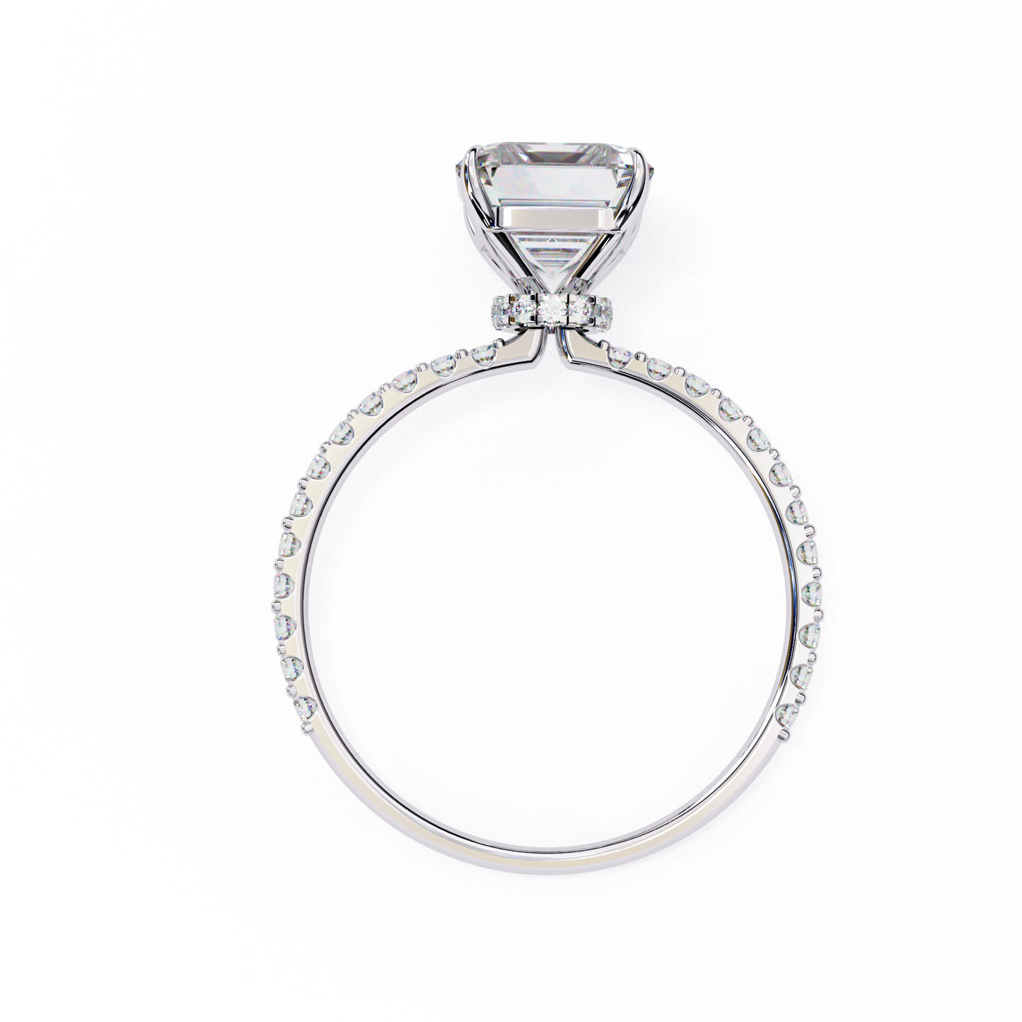 2.6 Ct Emerald Cut Lab Grown Diamond Hidden Halo Rose Gold Engagement Ring/Wedding Ring/F Color/VS Clarity/2 Ct Diamond Ring/CVD Diamond Ring/Emerald Cut Diamond/Round Diamond Side Stone/Prong Set/Pave Set/10k Gold/14k Gold/18k Gold/Yellow Gold/White Gold/Rose Gold/Anniversary Gift