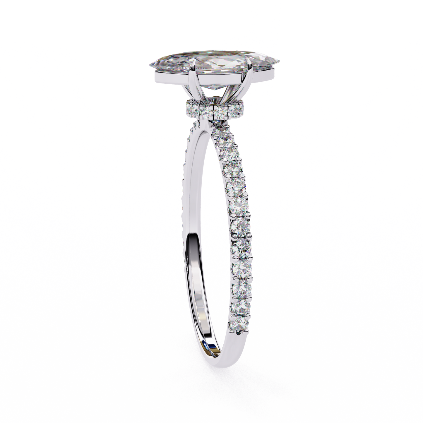 2.55 Ct Marquise Cut Lab Grown Diamond Hidden Halo Yellow Gold Engagement Ring/Wedding Ring/F Color/VS Clarity/2 Ct Diamond Ring/CVD Diamond Ring/Marquise Cut Diamond/Round Diamond Side Stone/Prong Set/Pave Set/10k Gold/14k Gold/18k Gold/Yellow Gold/White Gold/Rose Gold/Anniversary Gift