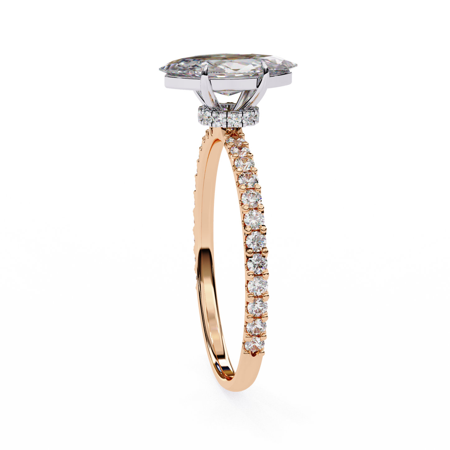 2.55 Ct Marquise Cut Lab Grown Diamond Hidden Halo Yellow Gold Engagement Ring/Wedding Ring/F Color/VS Clarity/2 Ct Diamond Ring/CVD Diamond Ring/Marquise Cut Diamond/Round Diamond Side Stone/Prong Set/Pave Set/10k Gold/14k Gold/18k Gold/Yellow Gold/White Gold/Rose Gold/Anniversary Gift