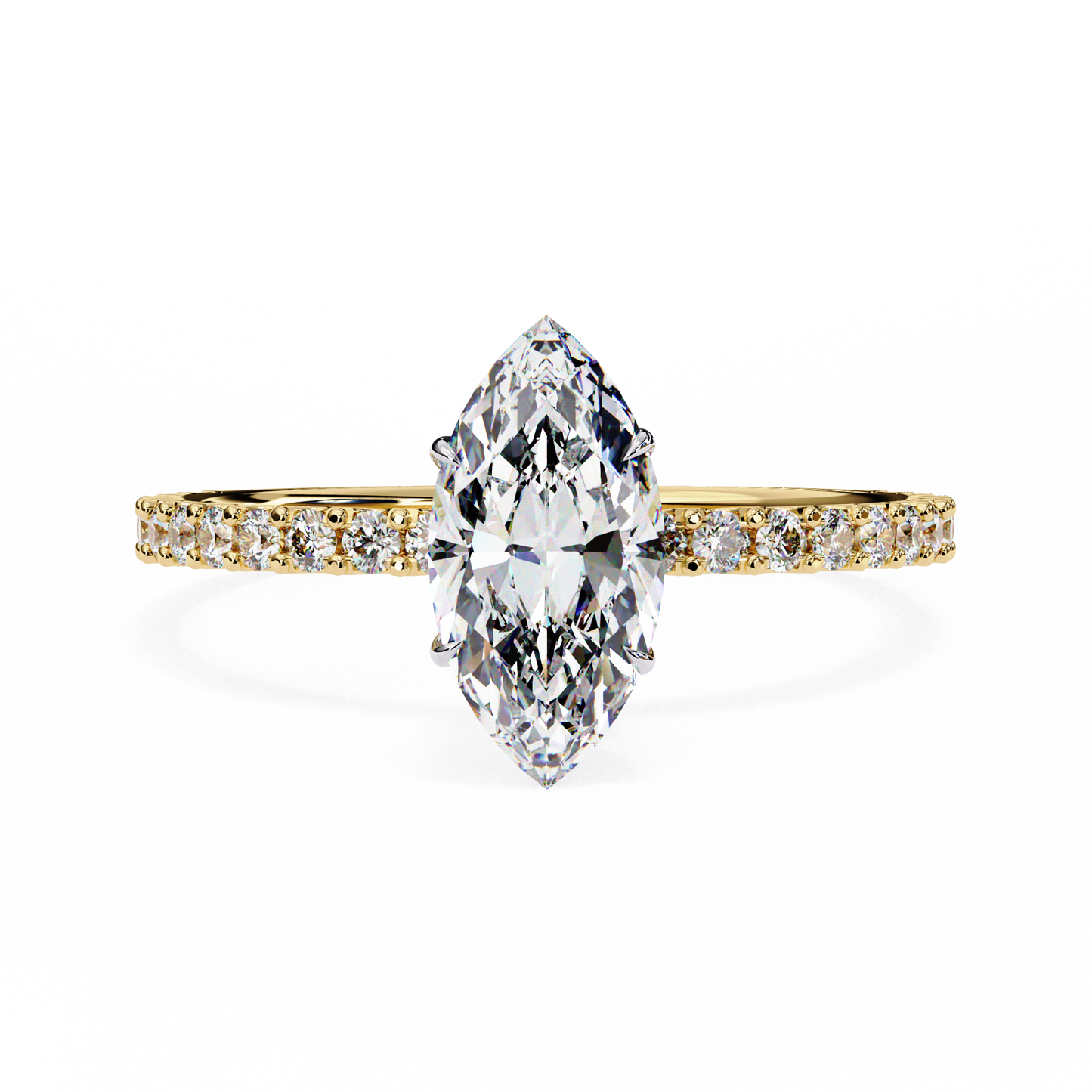 2.55 Ct Marquise Cut Lab Grown Diamond Hidden Halo Yellow Gold Engagement Ring/Wedding Ring/F Color/VS Clarity/2 Ct Diamond Ring/CVD Diamond Ring/Marquise Cut Diamond/Round Diamond Side Stone/Prong Set/Pave Set/10k Gold/14k Gold/18k Gold/Yellow Gold/White Gold/Rose Gold/Anniversary Gift