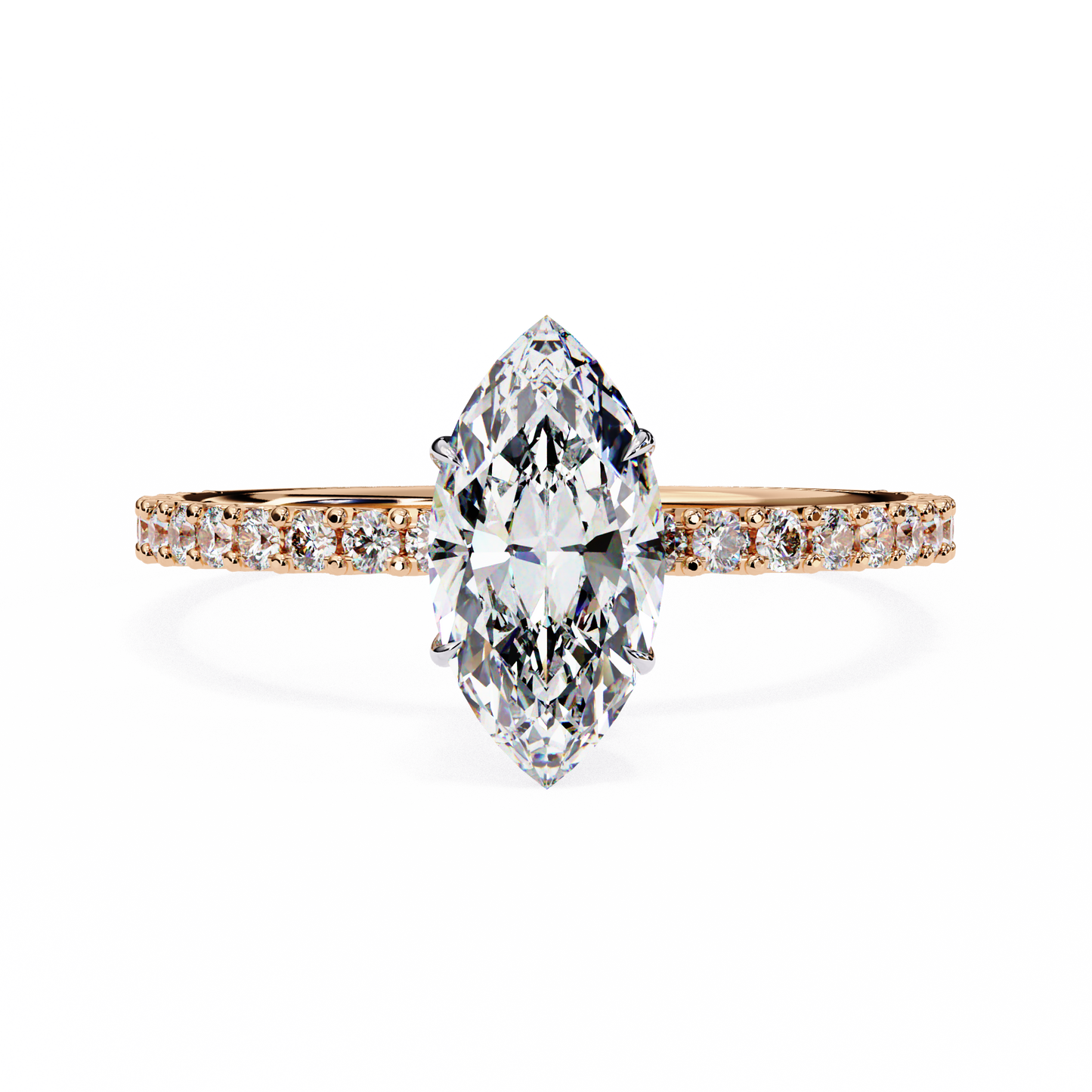 2.55 Ct Marquise Cut Lab Grown Diamond Hidden Halo Yellow Gold Engagement Ring/Wedding Ring/F Color/VS Clarity/2 Ct Diamond Ring/CVD Diamond Ring/Marquise Cut Diamond/Round Diamond Side Stone/Prong Set/Pave Set/10k Gold/14k Gold/18k Gold/Yellow Gold/White Gold/Rose Gold/Anniversary Gift