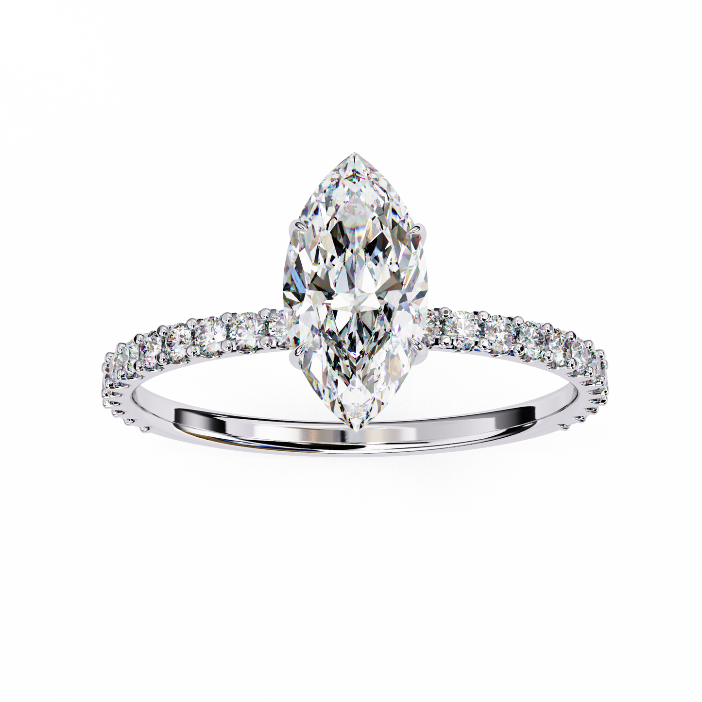 2.55 Ct Marquise Cut Lab Grown Diamond Hidden Halo Yellow Gold Engagement Ring/Wedding Ring/F Color/VS Clarity/2 Ct Diamond Ring/CVD Diamond Ring/Marquise Cut Diamond/Round Diamond Side Stone/Prong Set/Pave Set/10k Gold/14k Gold/18k Gold/Yellow Gold/White Gold/Rose Gold/Anniversary Gift