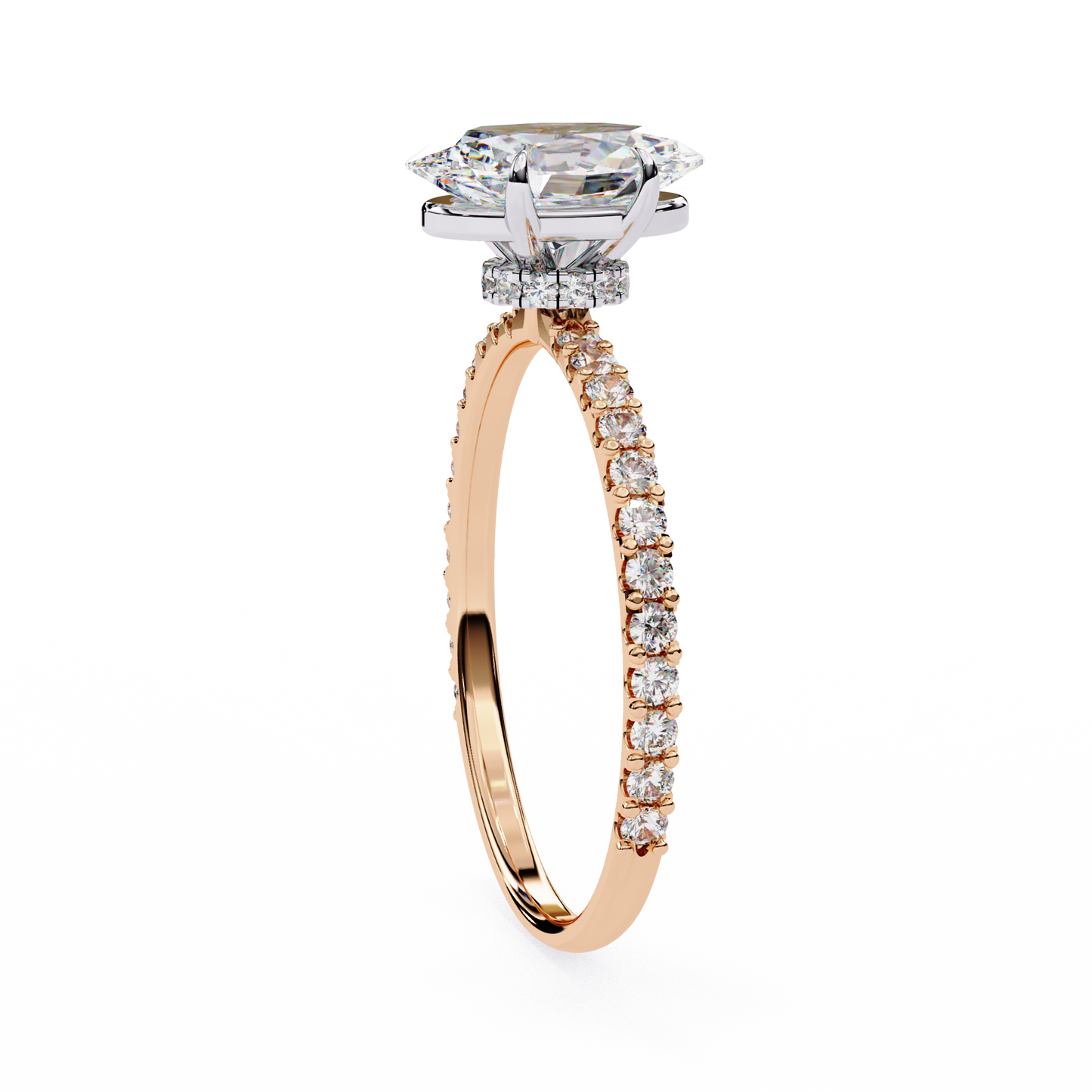 2.72 Ct Oval Cut Lab Grown Diamond Hidden Halo White Gold Engagement Ring/Wedding Ring/F Color/VS Clarity/2 Ct Diamond Ring/CVD Diamond Ring/Oval Cut Diamond/Round Diamond Side Stone/Prong Set/Pave Set/10k Gold/14k Gold/18k Gold/Yellow Gold/White Gold/Rose Gold/Anniversary Gift