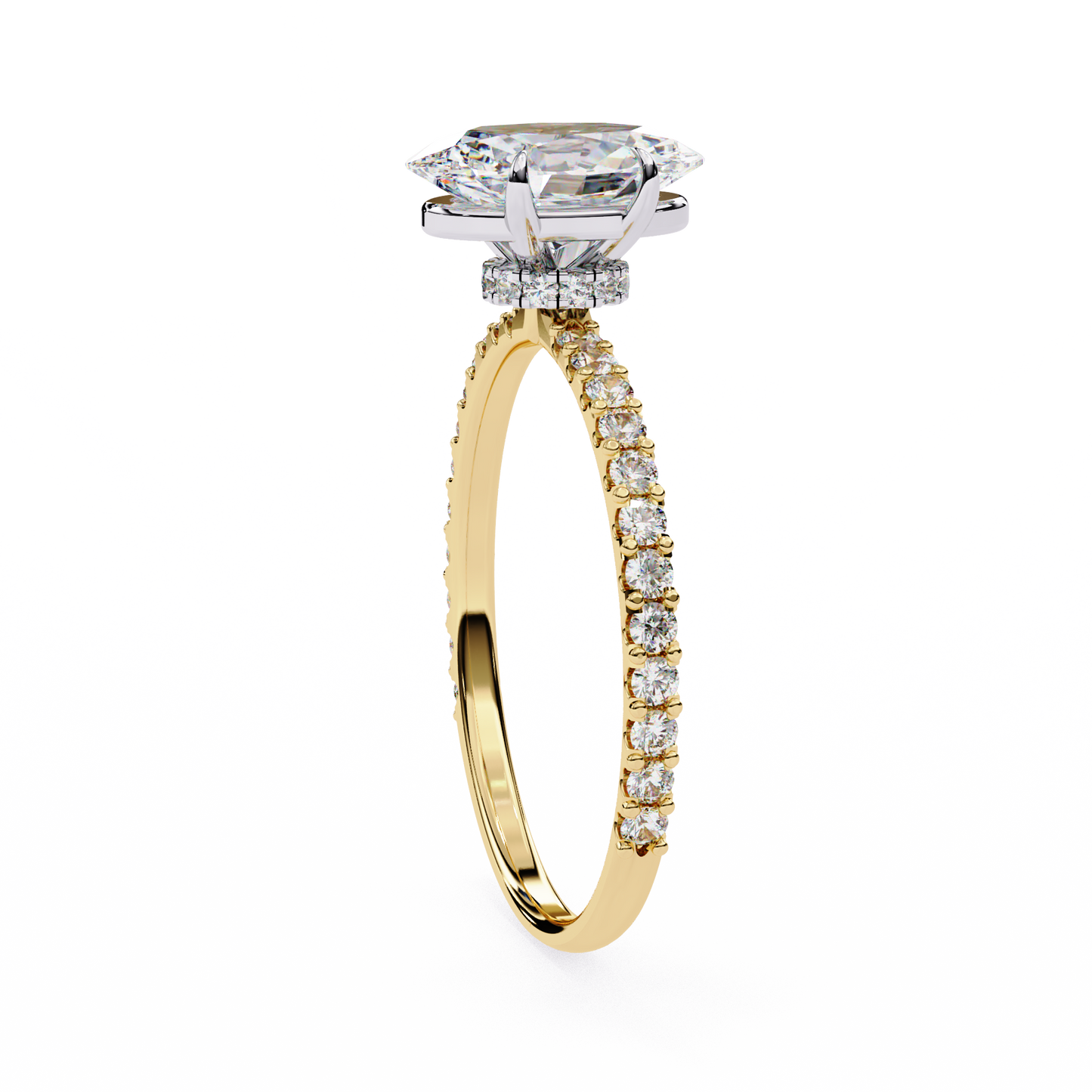 2.72 Ct Oval Cut Lab Grown Diamond Hidden Halo White Gold Engagement Ring/Wedding Ring/F Color/VS Clarity/2 Ct Diamond Ring/CVD Diamond Ring/Oval Cut Diamond/Round Diamond Side Stone/Prong Set/Pave Set/10k Gold/14k Gold/18k Gold/Yellow Gold/White Gold/Rose Gold/Anniversary Gift