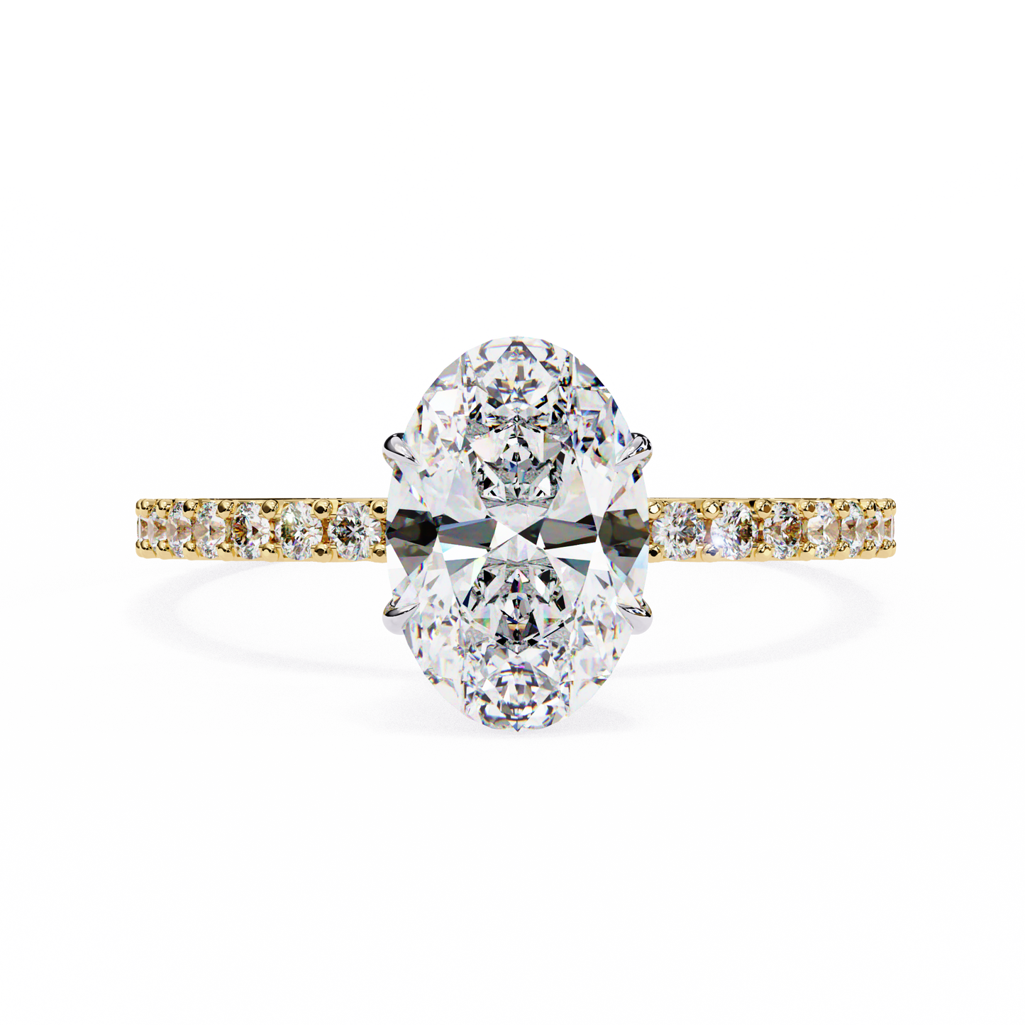 2.72 Ct Oval Cut Lab Grown Diamond Hidden Halo White Gold Engagement Ring/Wedding Ring/F Color/VS Clarity/2 Ct Diamond Ring/CVD Diamond Ring/Oval Cut Diamond/Round Diamond Side Stone/Prong Set/Pave Set/10k Gold/14k Gold/18k Gold/Yellow Gold/White Gold/Rose Gold/Anniversary Gift