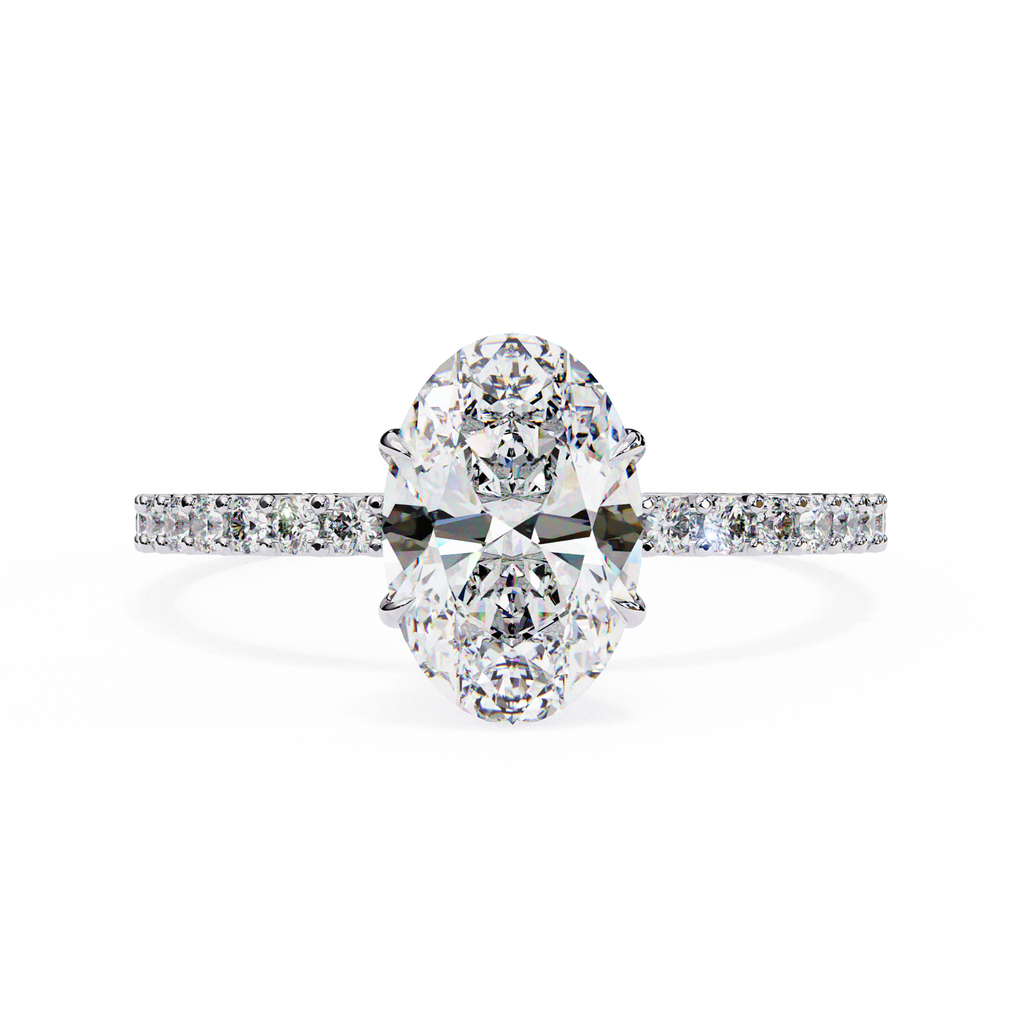 2.72 Ct Oval Cut Lab Grown Diamond Hidden Halo White Gold Engagement Ring/Wedding Ring/F Color/VS Clarity/2 Ct Diamond Ring/CVD Diamond Ring/Oval Cut Diamond/Round Diamond Side Stone/Prong Set/Pave Set/10k Gold/14k Gold/18k Gold/Yellow Gold/White Gold/Rose Gold/Anniversary Gift