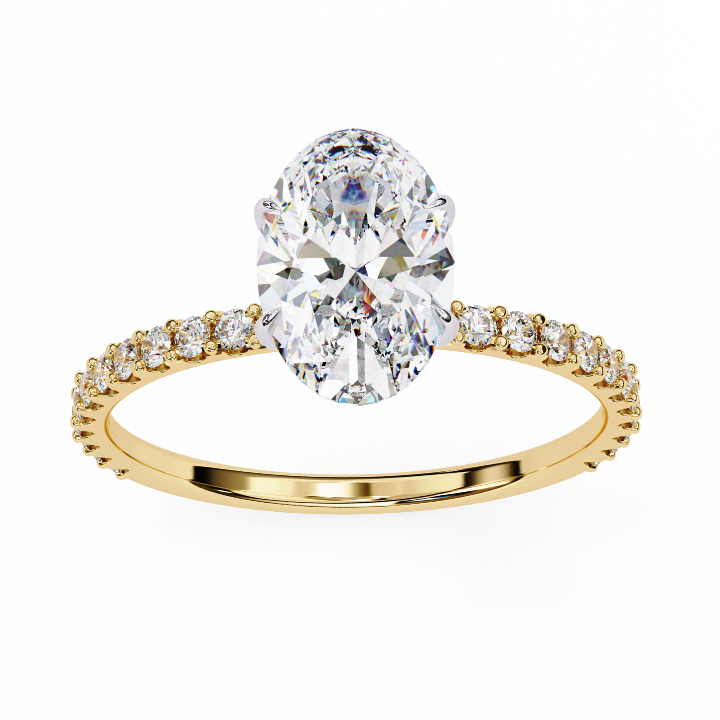 2.72 Ct Oval Cut Lab Grown Diamond Hidden Halo White Gold Engagement Ring/Wedding Ring/F Color/VS Clarity/2 Ct Diamond Ring/CVD Diamond Ring/Oval Cut Diamond/Round Diamond Side Stone/Prong Set/Pave Set/10k Gold/14k Gold/18k Gold/Yellow Gold/White Gold/Rose Gold/Anniversary Gift
