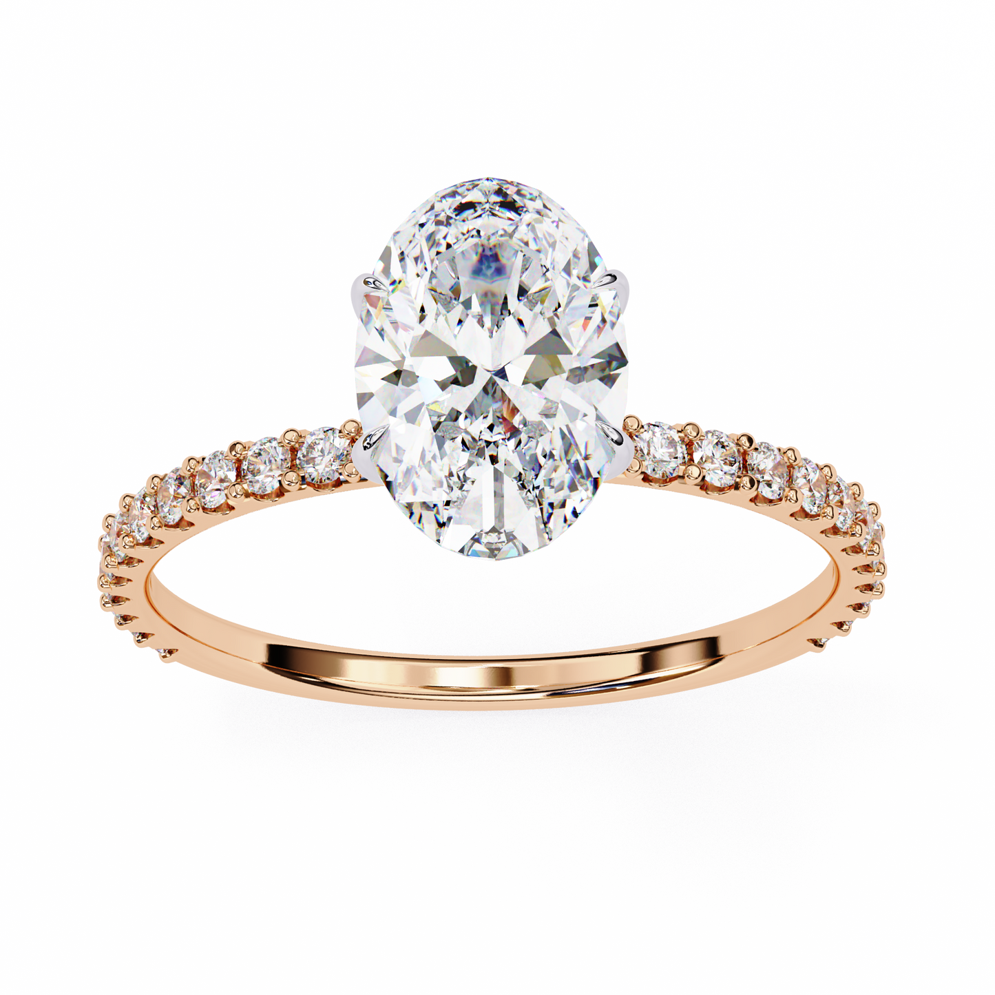2.72 Ct Oval Cut Lab Grown Diamond Hidden Halo White Gold Engagement Ring/Wedding Ring/F Color/VS Clarity/2 Ct Diamond Ring/CVD Diamond Ring/Oval Cut Diamond/Round Diamond Side Stone/Prong Set/Pave Set/10k Gold/14k Gold/18k Gold/Yellow Gold/White Gold/Rose Gold/Anniversary Gift